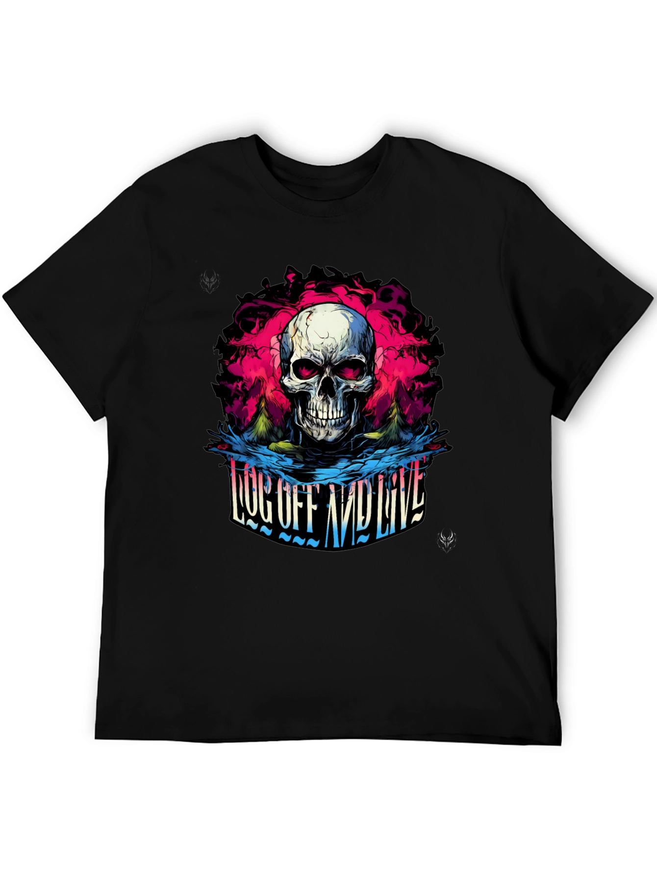 Skull Log Off And Live Graphic Black T-Shirt