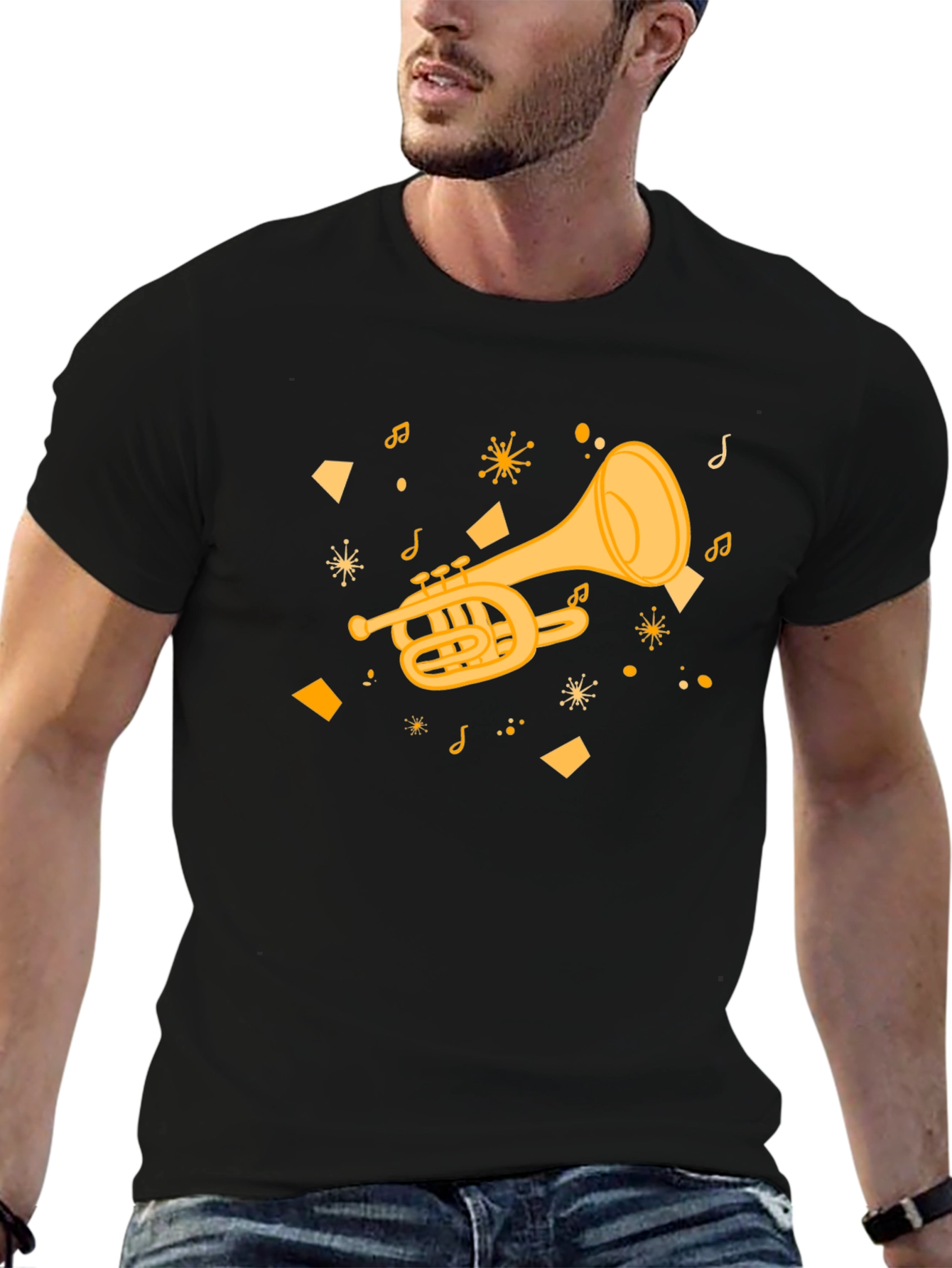 Musical Trumpet Graphic Tee - Black