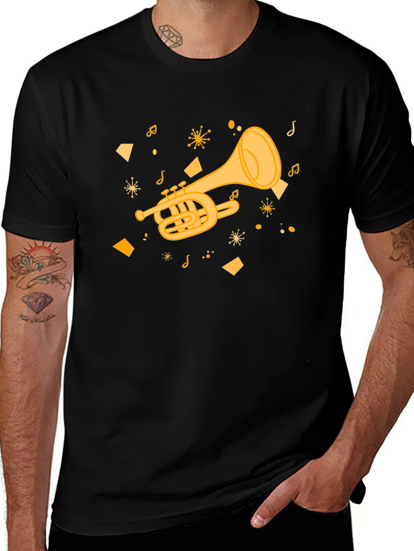 Musical Trumpet Graphic Tee - Black
