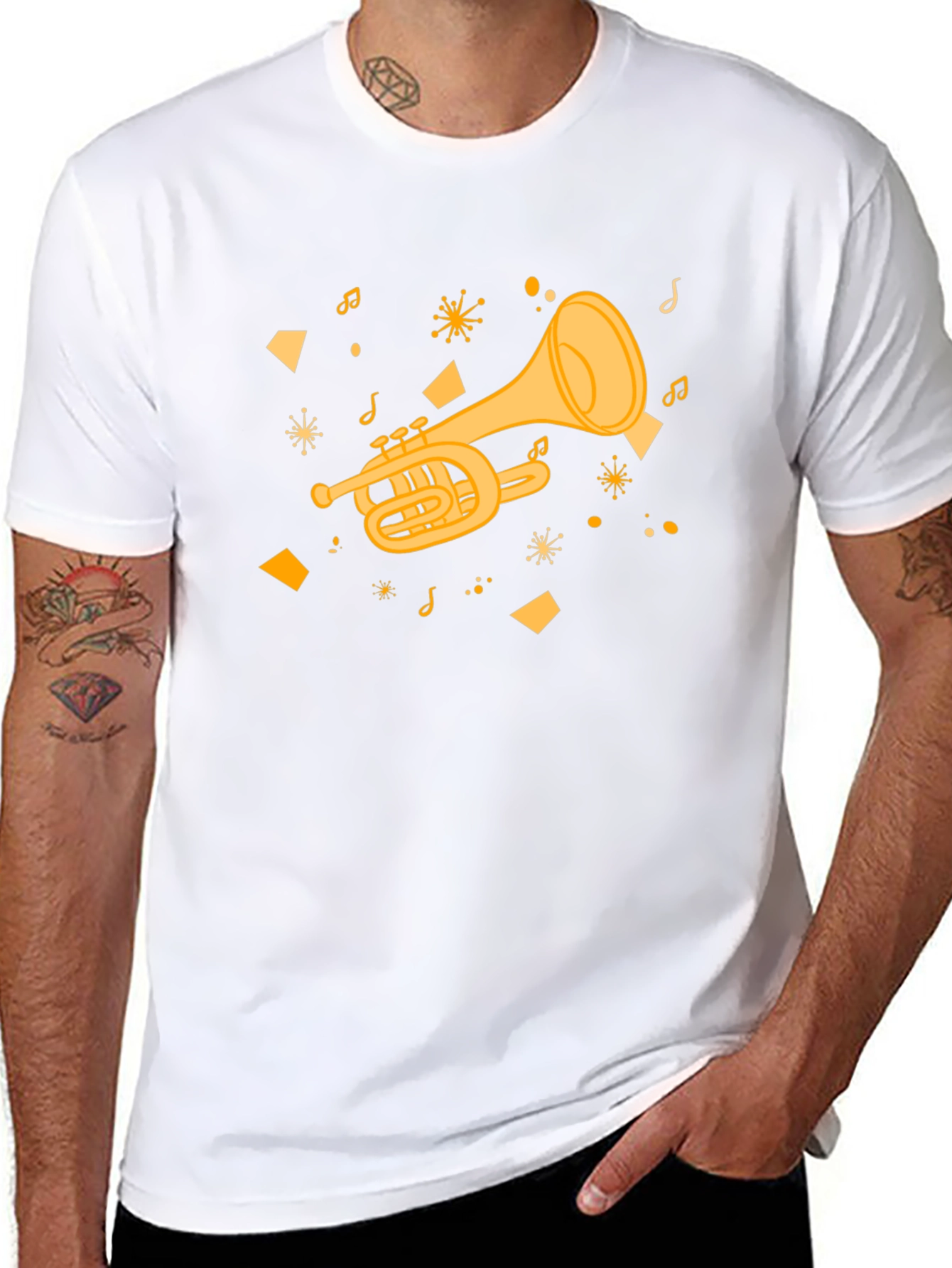 Musical Trumpet Graphic Tee - Black