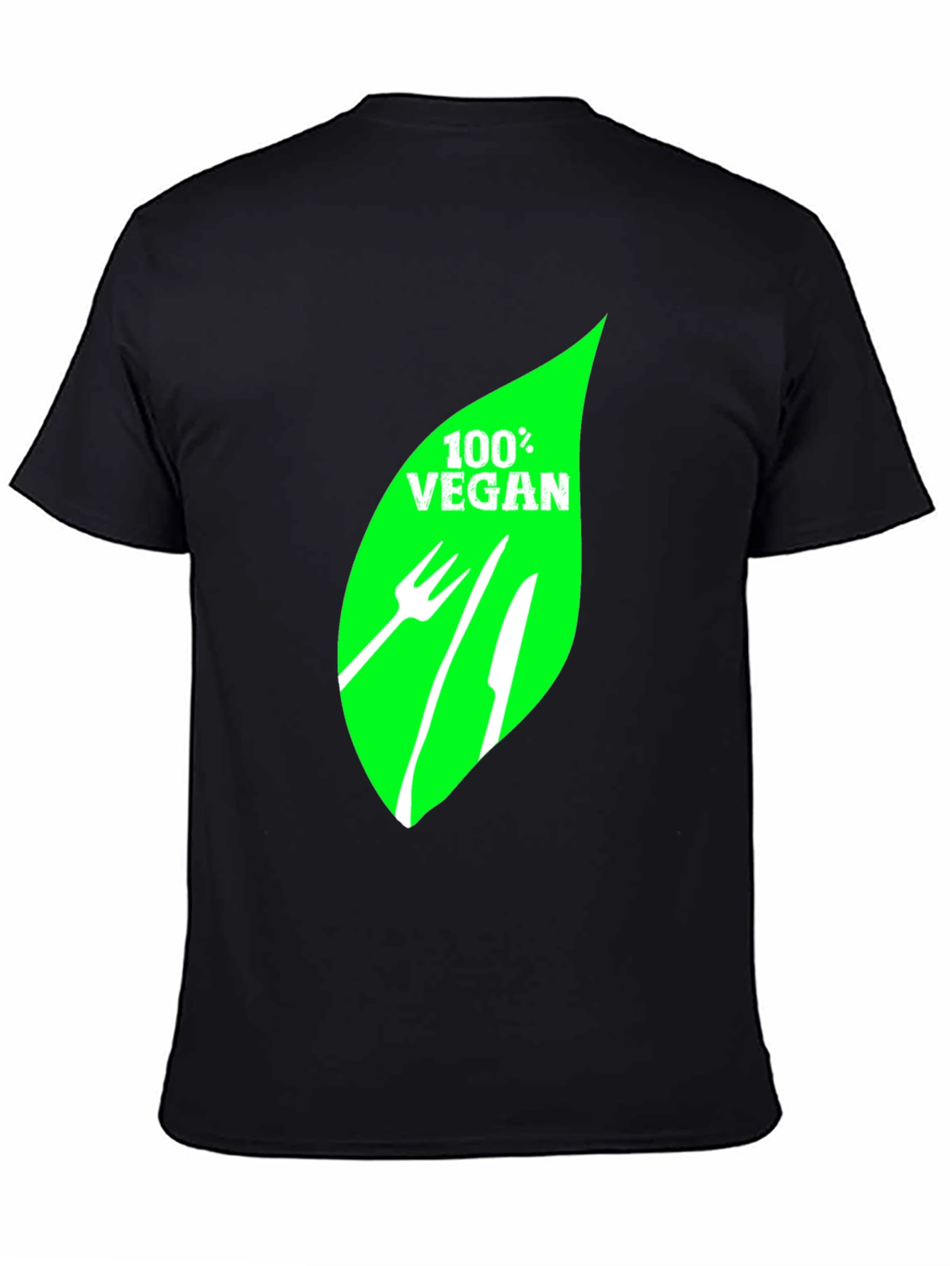 100% Vegan T-Shirt - Black Leaf Graphic