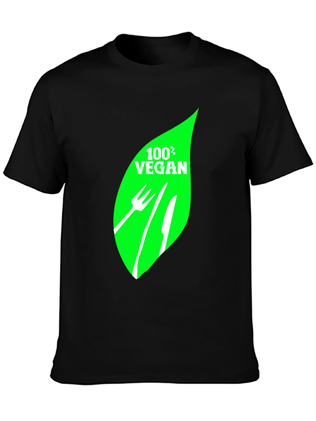 100% Vegan T-Shirt - Black Leaf Graphic