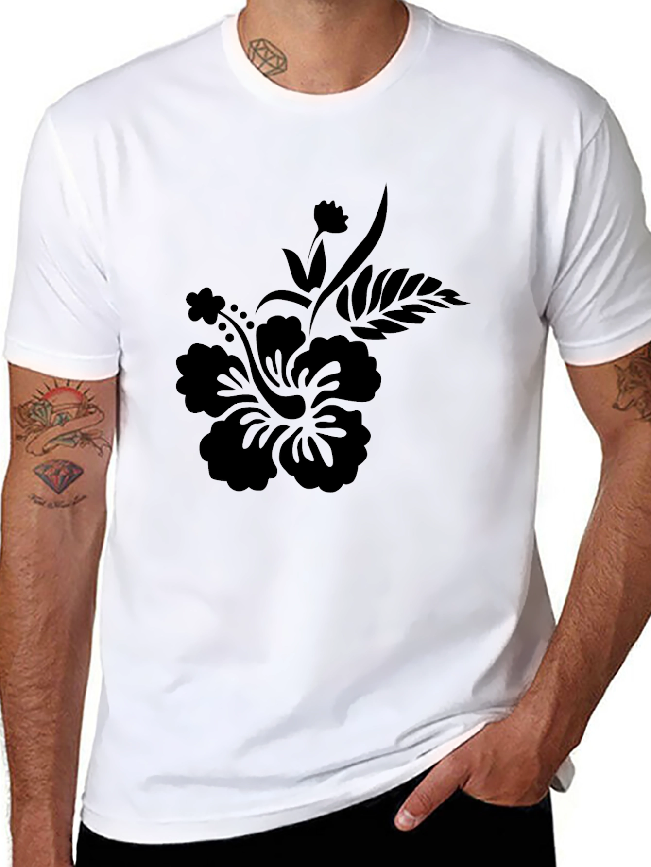 Black Floral Graphic Print T-Shirt