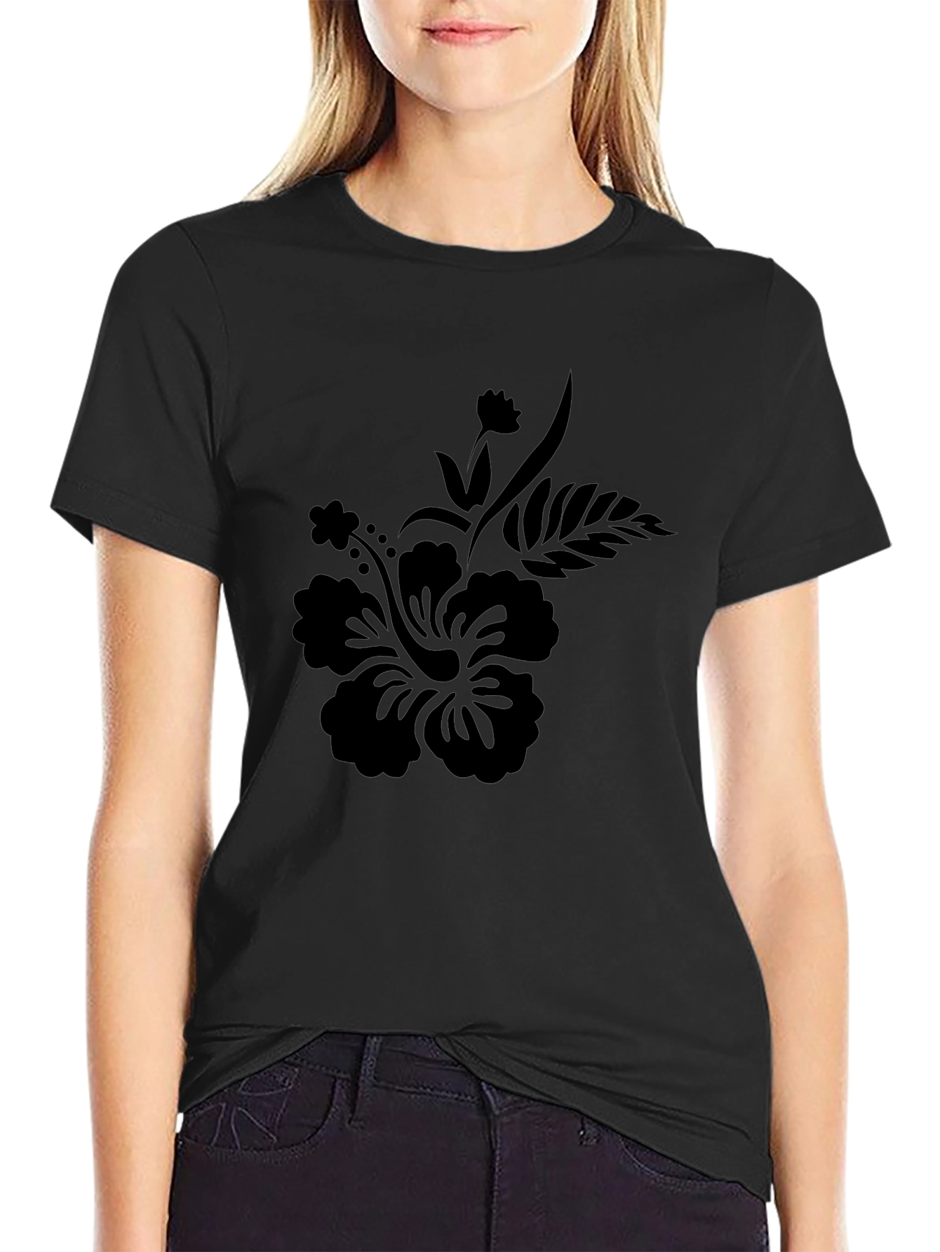 Black Floral Graphic Print T-Shirt