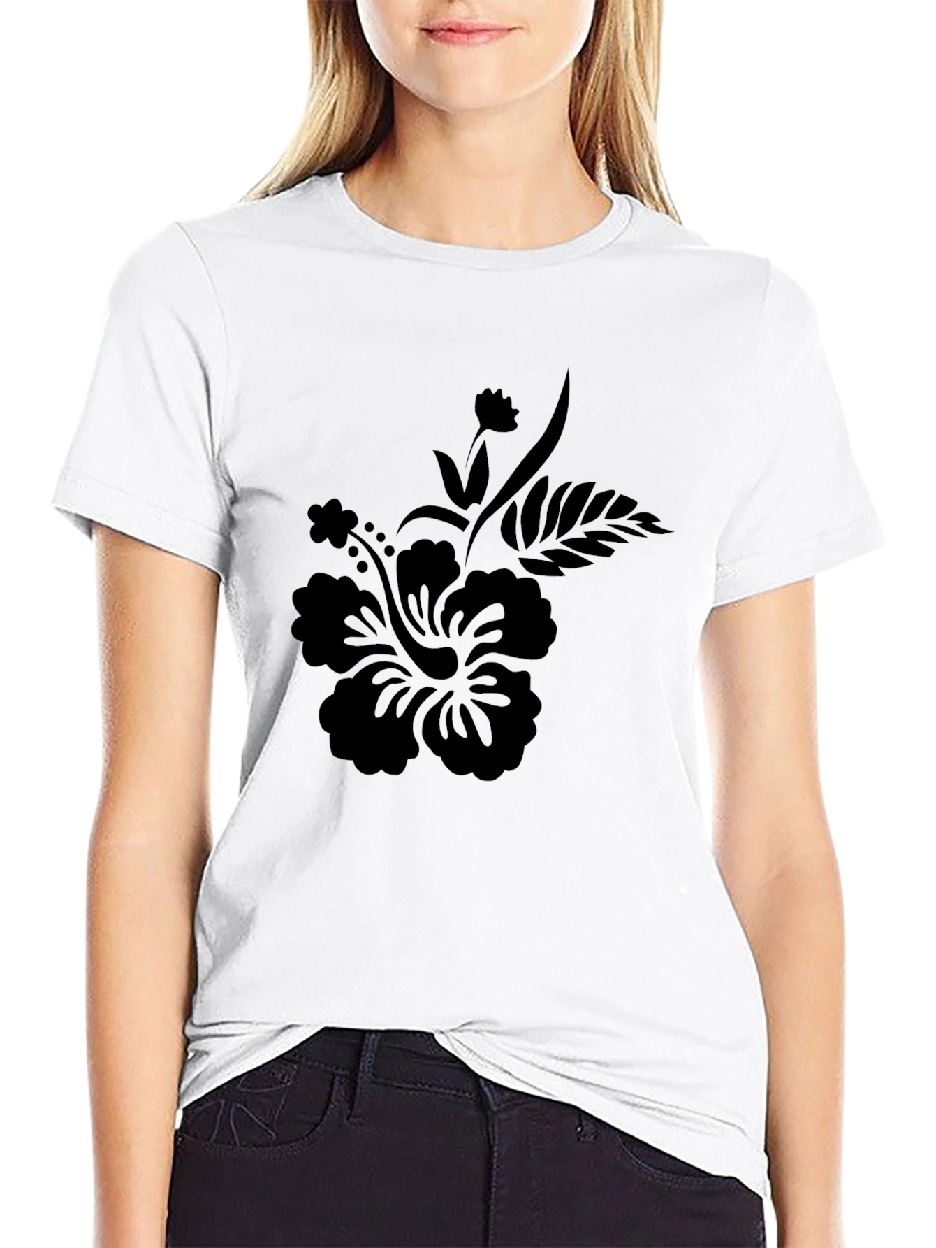 Black Floral Graphic Print T-Shirt