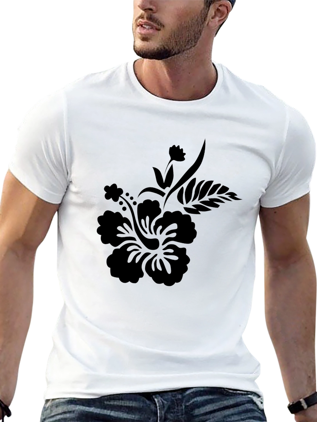 Black Floral Graphic Print T-Shirt