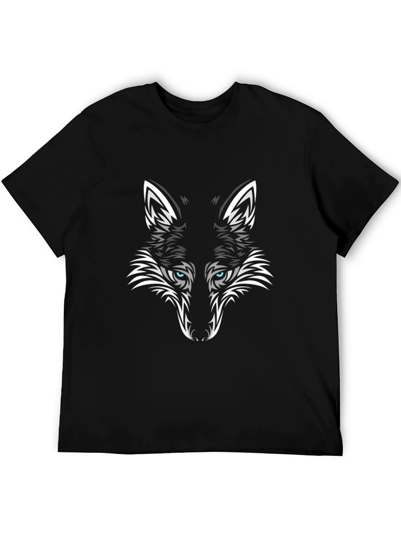 Black T-Shirt with Tribal Fox Graphic