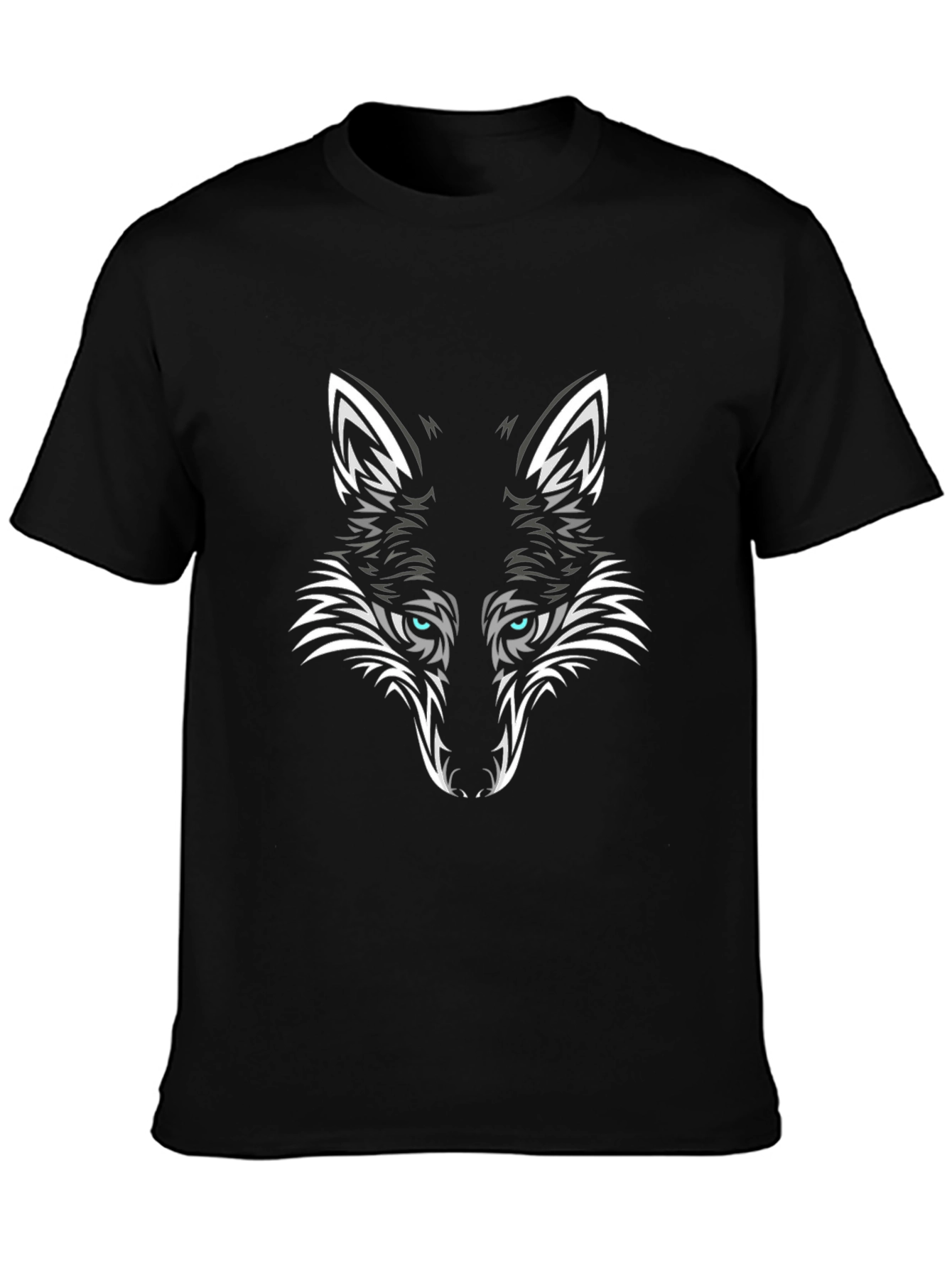 Black T-Shirt with Tribal Fox Graphic