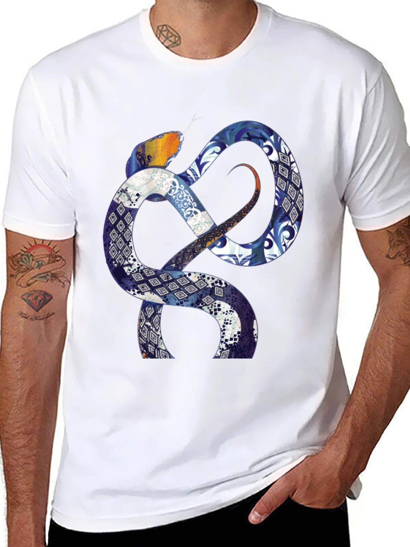 Serpentine Pattern Graphic T-Shirt - Bold Statement Tee