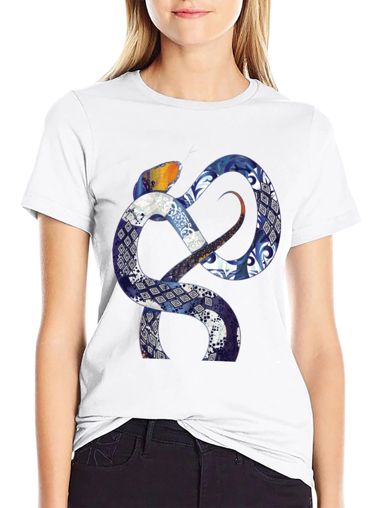 Serpentine Pattern Graphic T-Shirt - Bold Statement Tee
