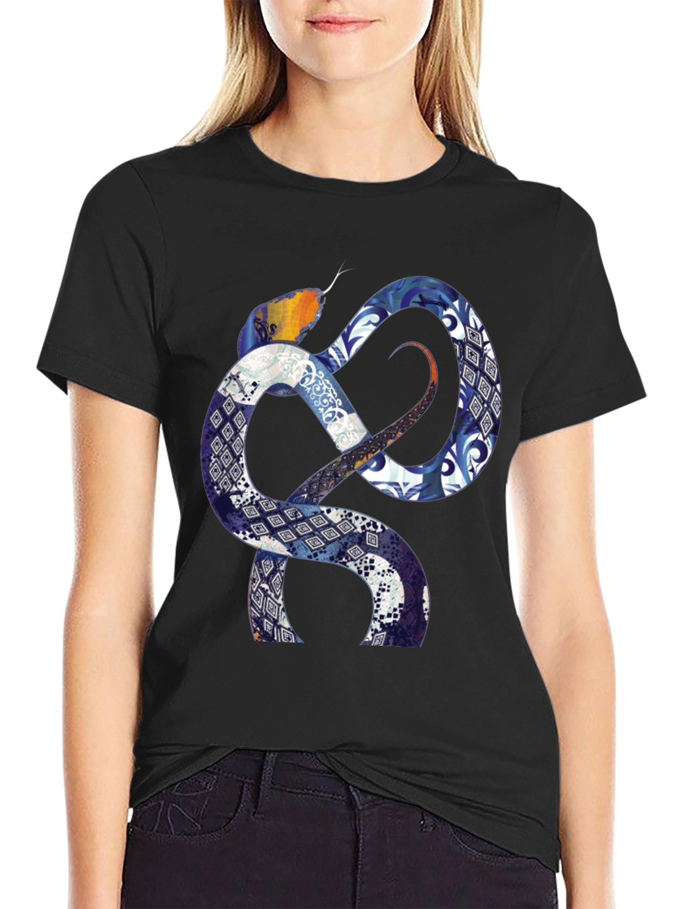 Serpentine Pattern Graphic T-Shirt - Bold Statement Tee