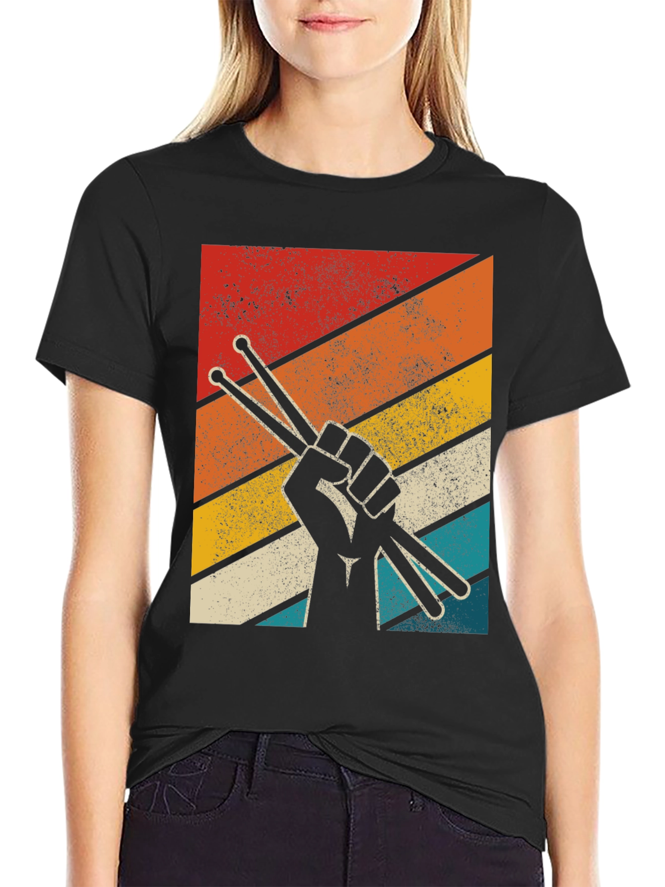 Retro Drummer T-Shirt - Drum Sticks Graphic Tee