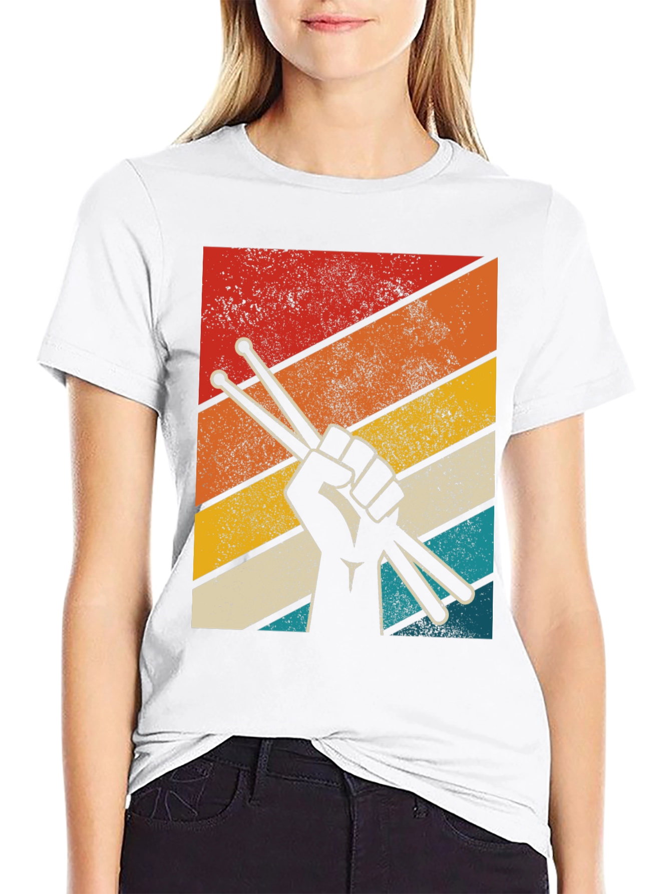 Retro Drummer T-Shirt - Drum Sticks Graphic Tee