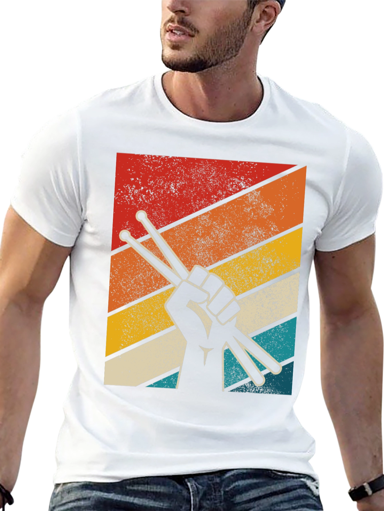Retro Drummer T-Shirt - Drum Sticks Graphic Tee