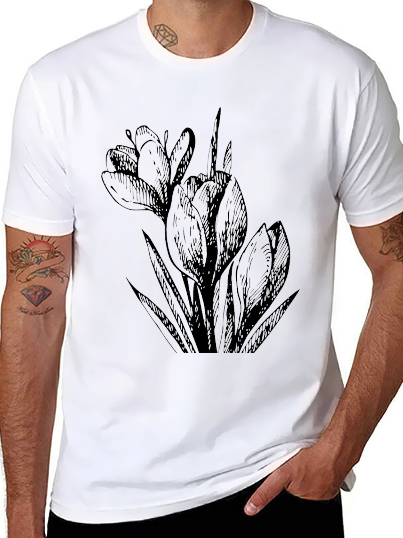 Black Crocus Flower Graphic Tee