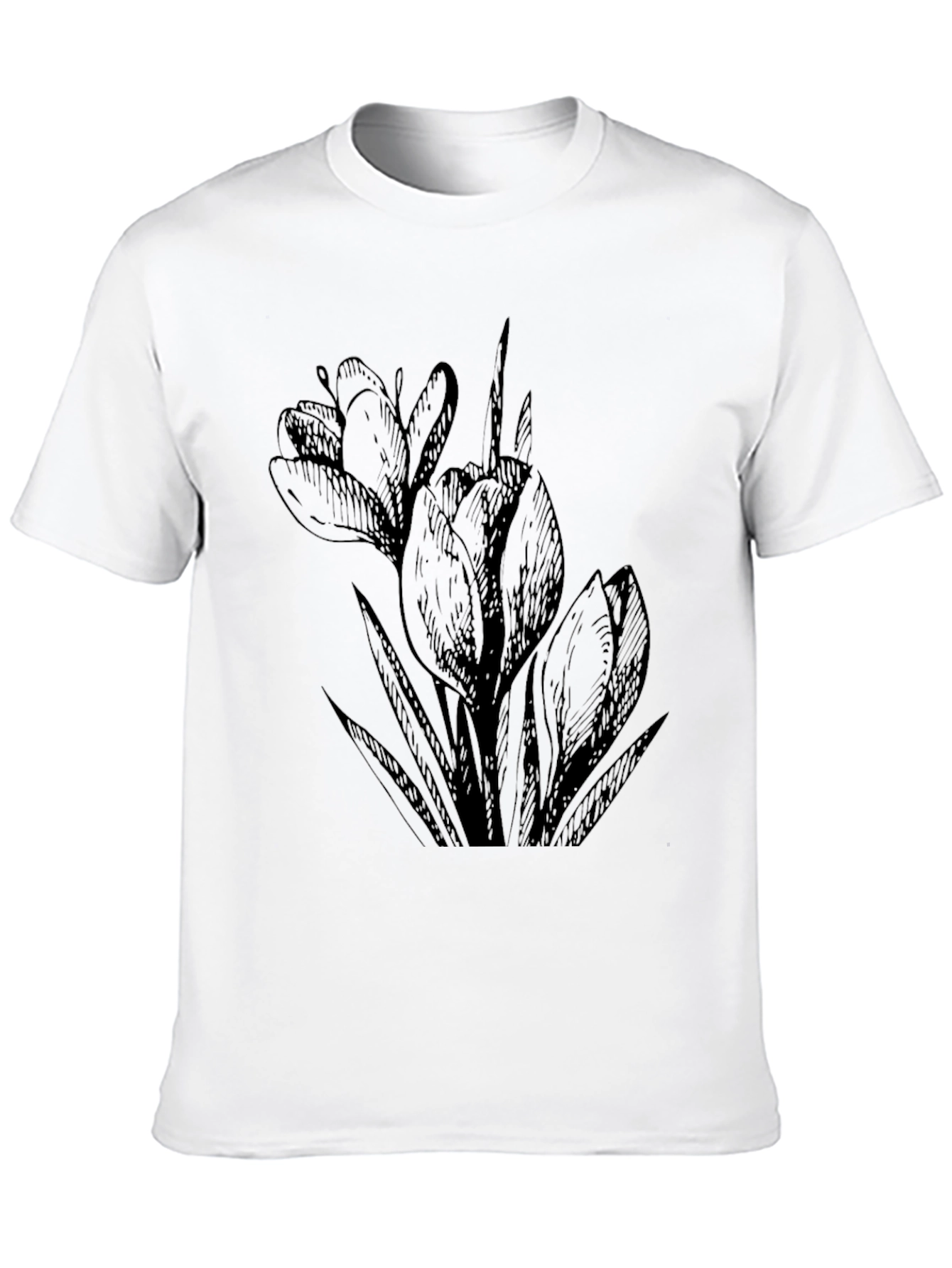 Black Crocus Flower Graphic Tee