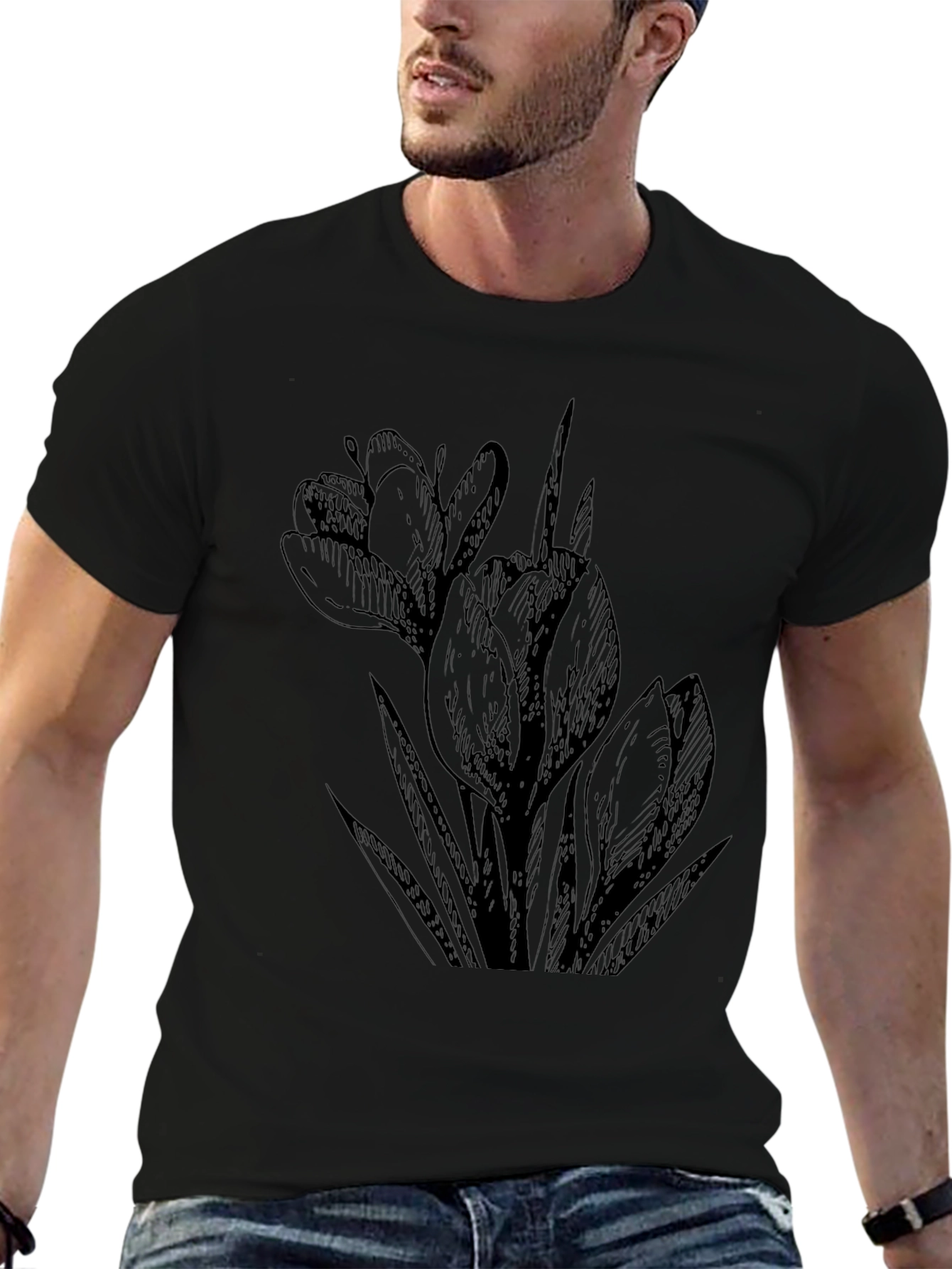 Black Crocus Flower Graphic Tee