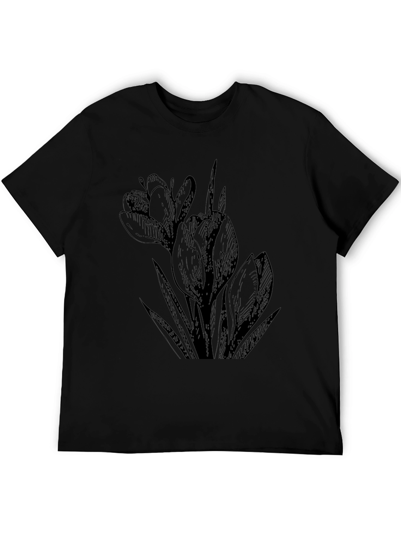 Black Crocus Flower Graphic Tee