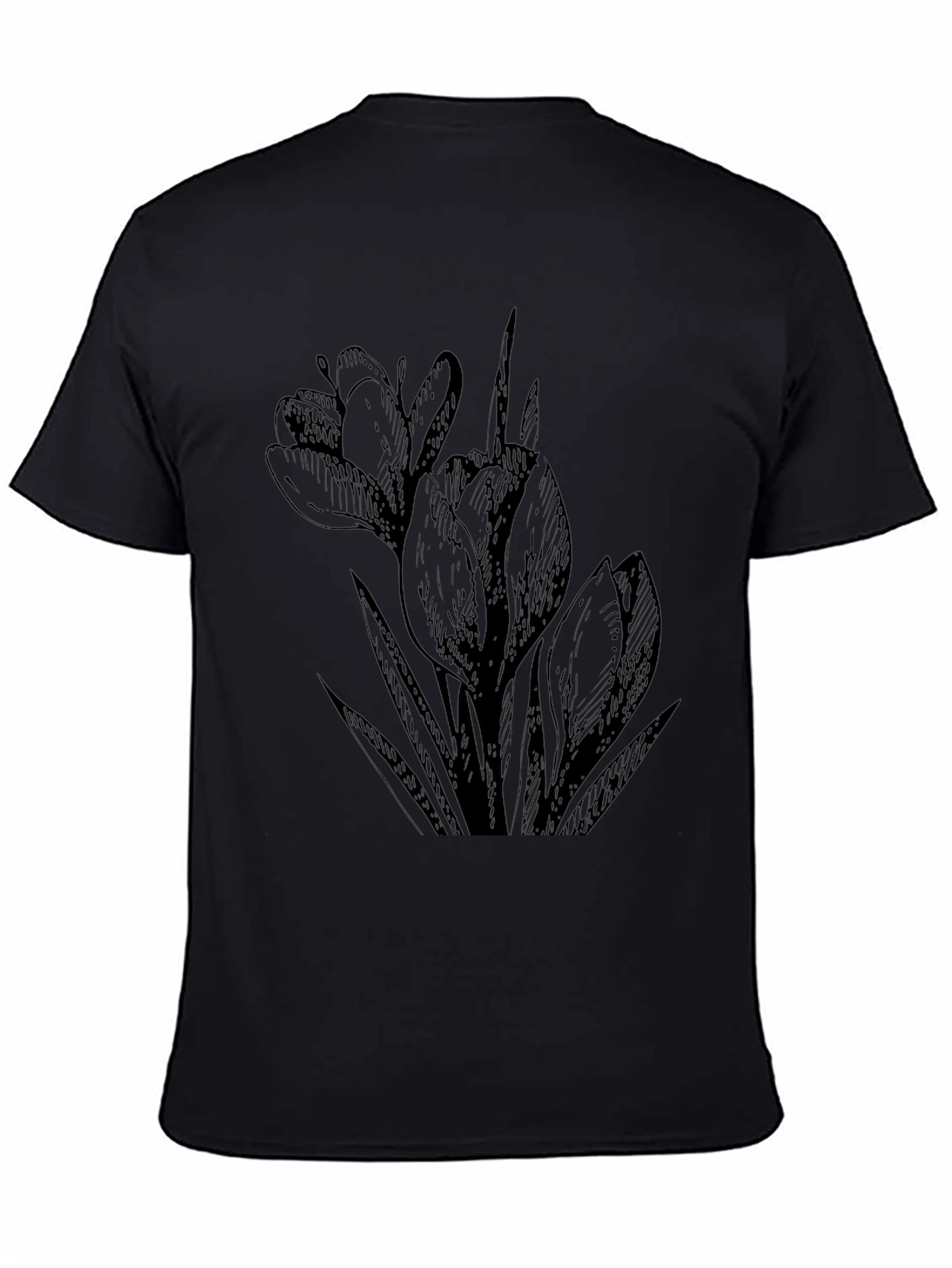 Black Crocus Flower Graphic Tee
