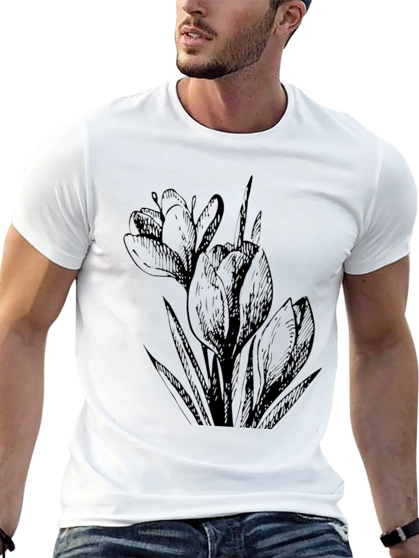 Black Crocus Flower Graphic Tee