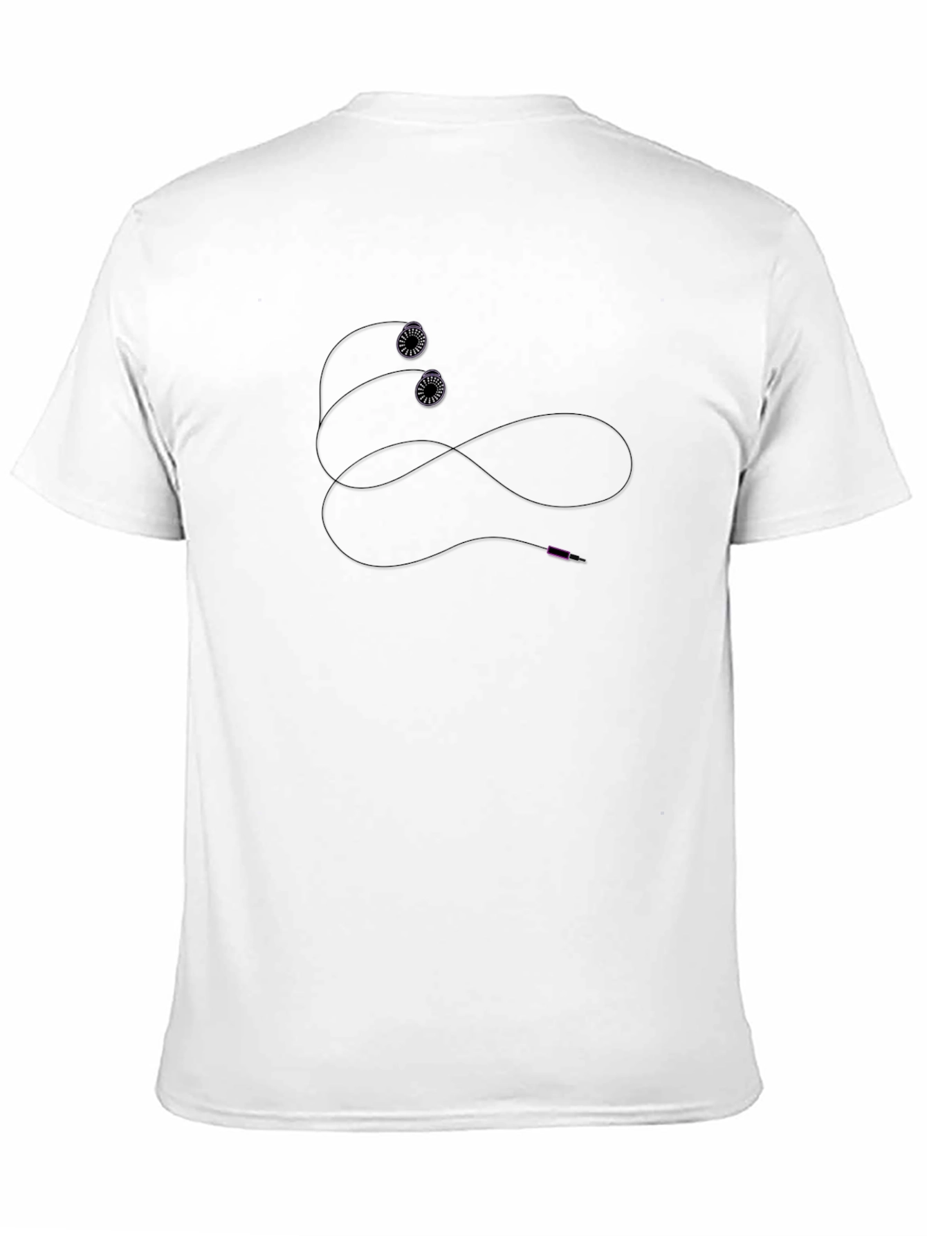 Black T-Shirt with Earphone Design for Casual Wear