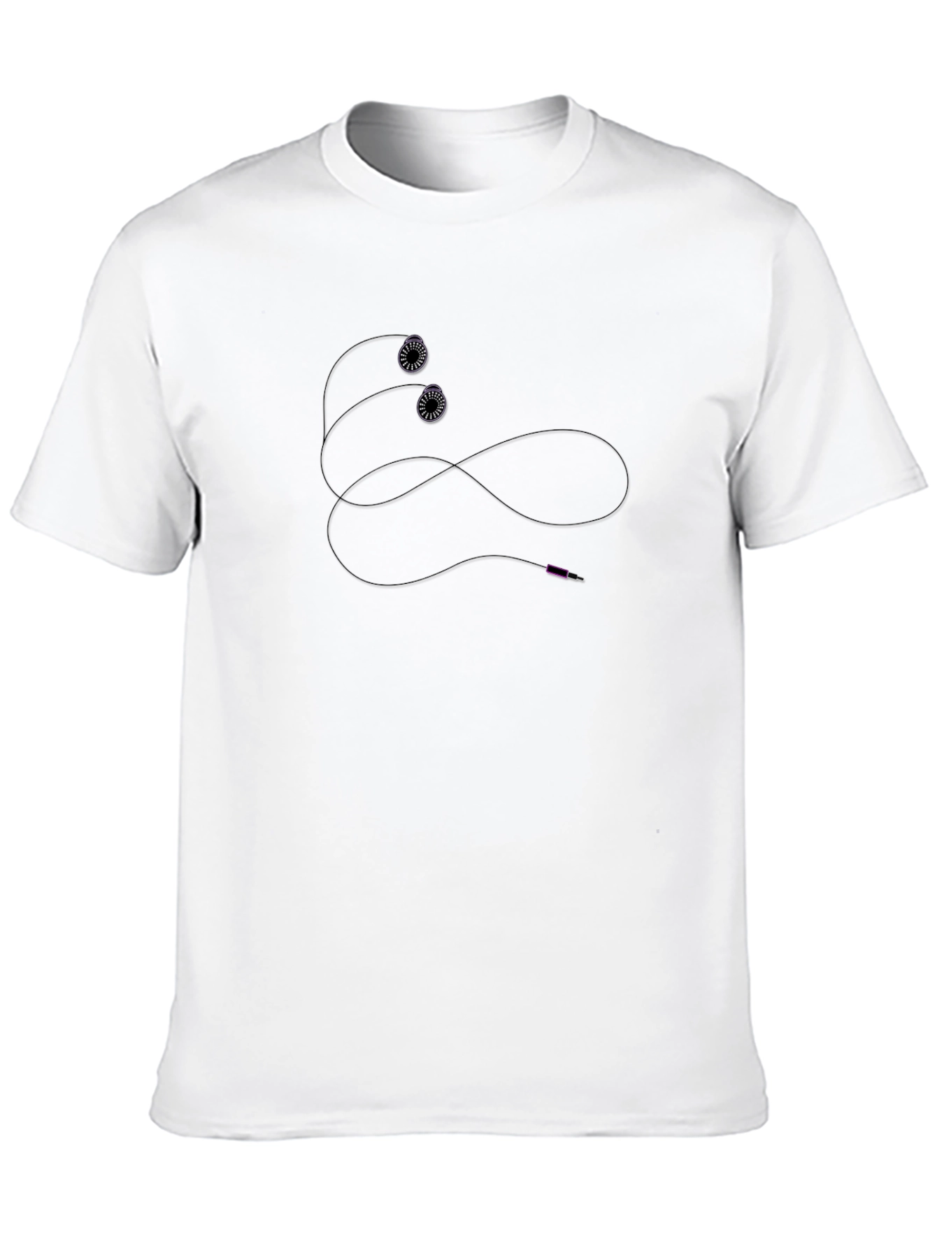 Black T-Shirt with Earphone Design for Casual Wear