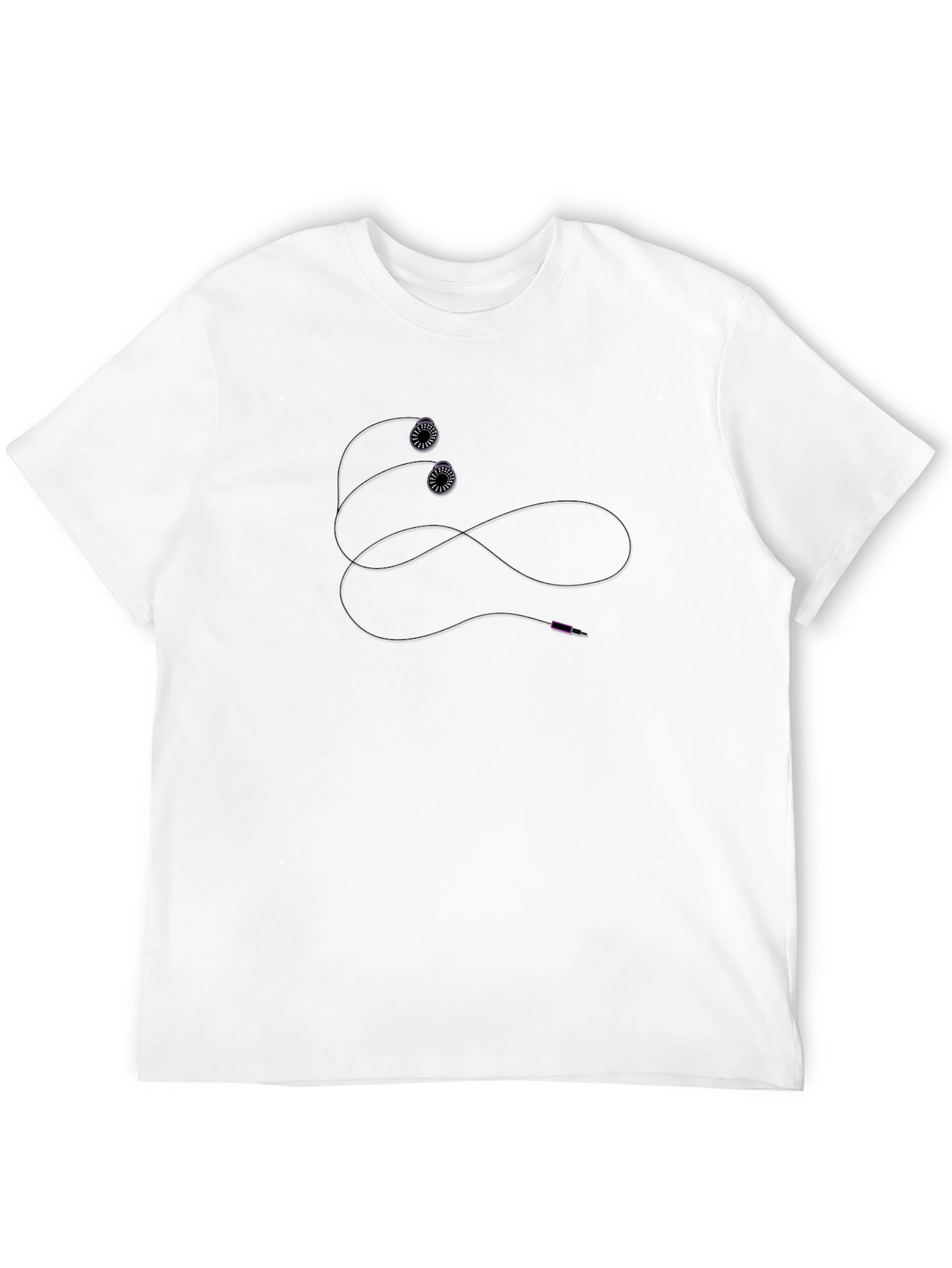 Black T-Shirt with Earphone Design for Casual Wear