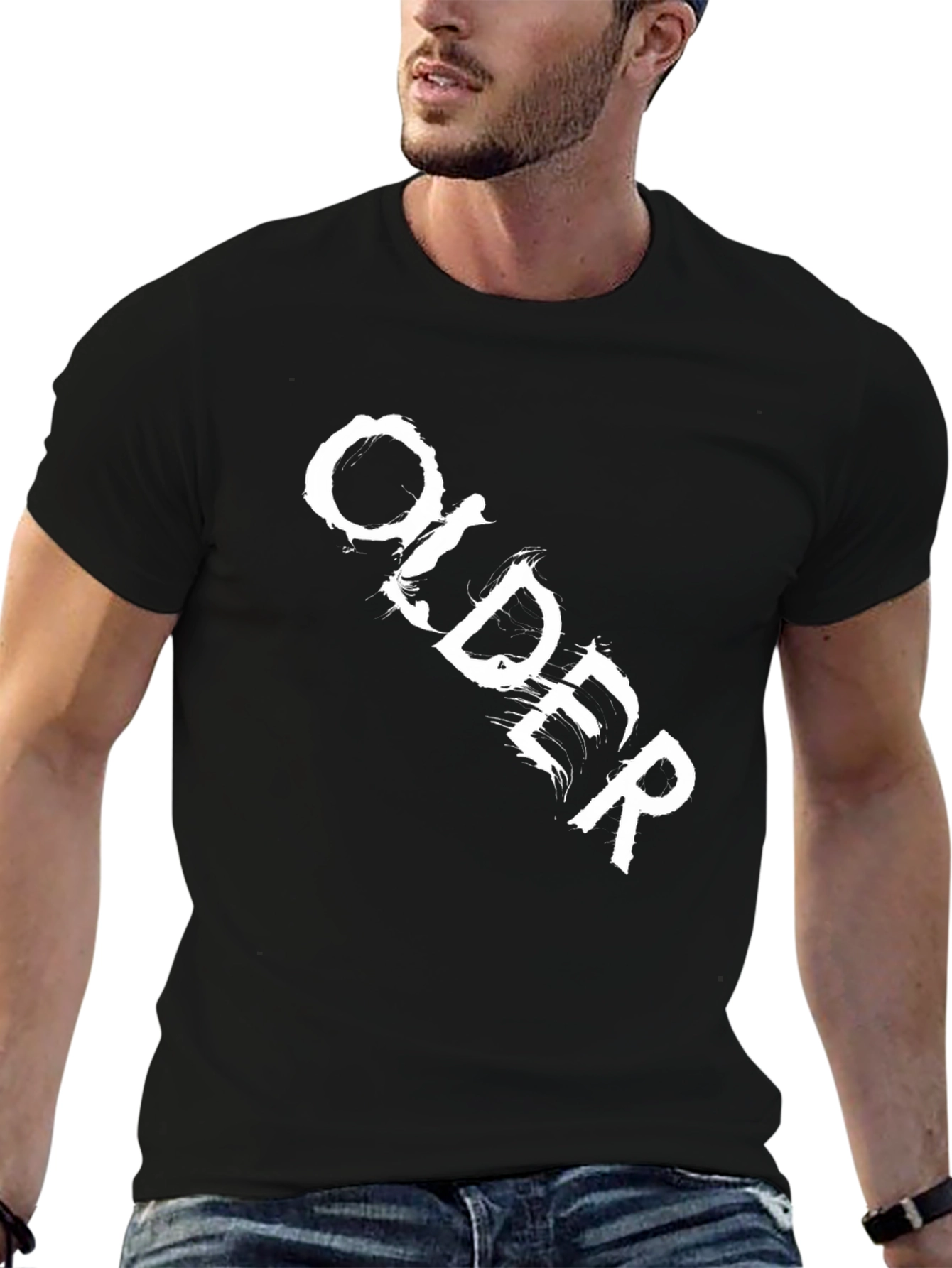 Older Graphic Print Black T-Shirt