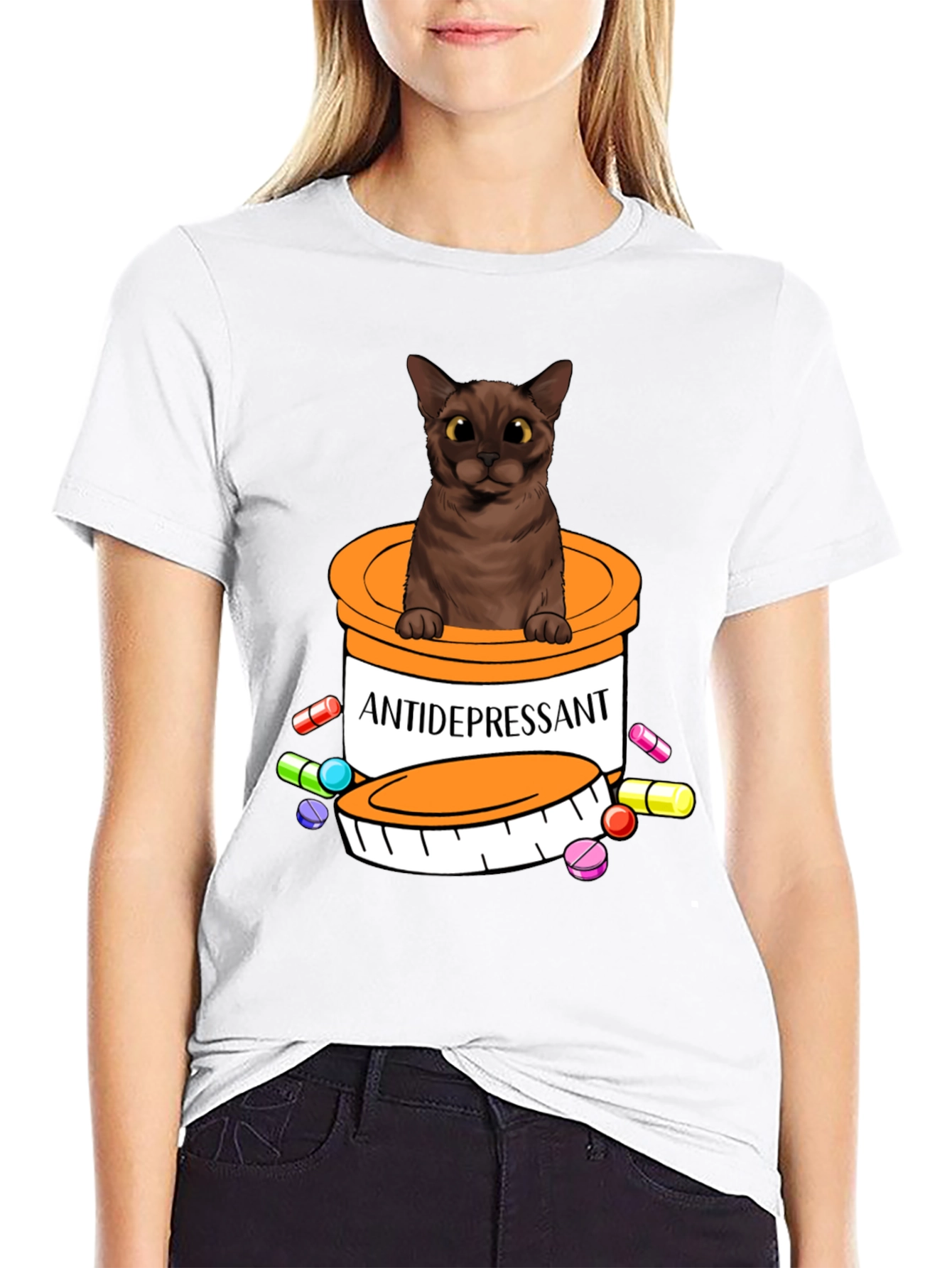 Antidepressant Cat T-Shirt - Cute & Funny