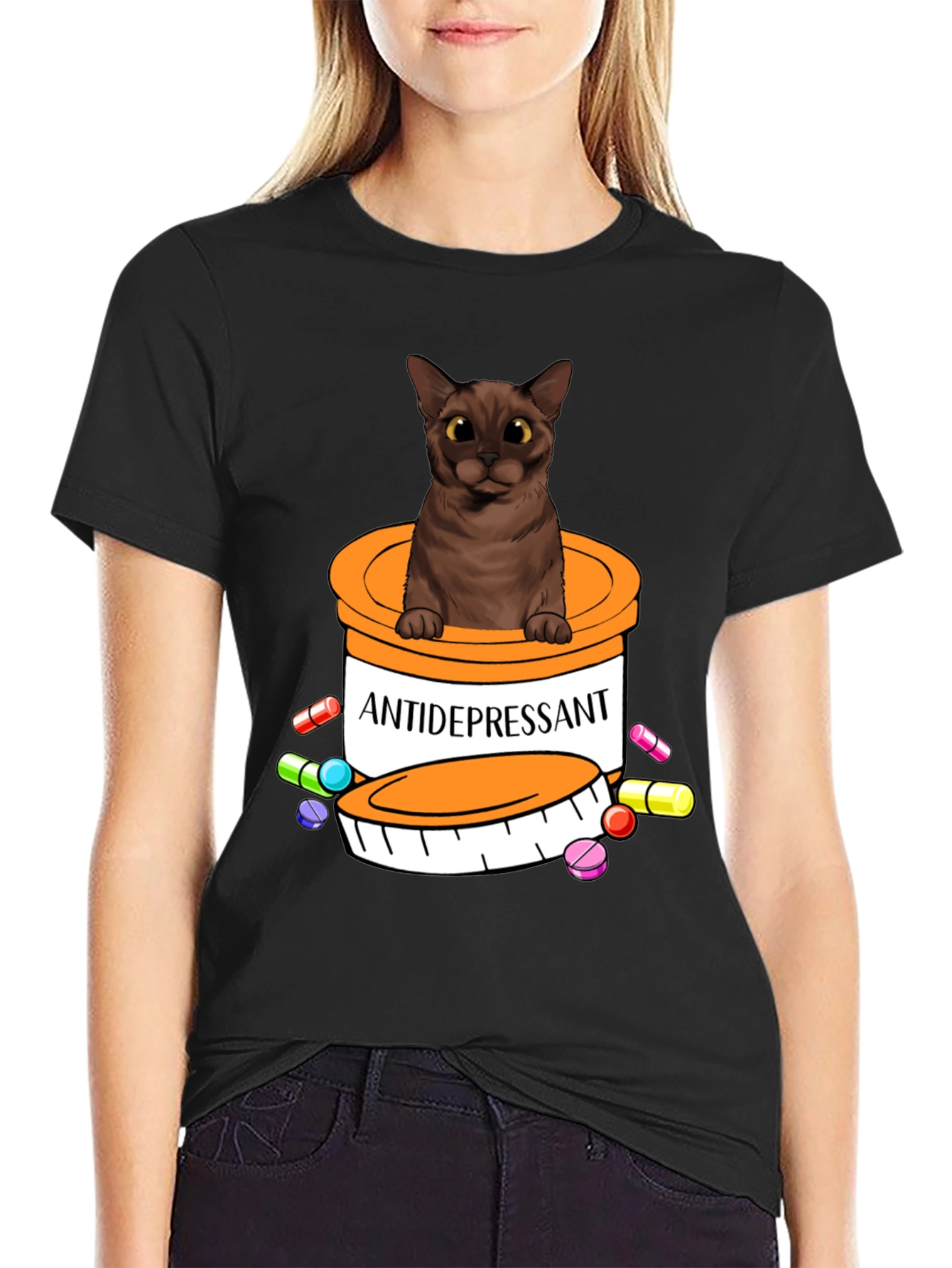 Antidepressant Cat T-Shirt - Cute & Funny