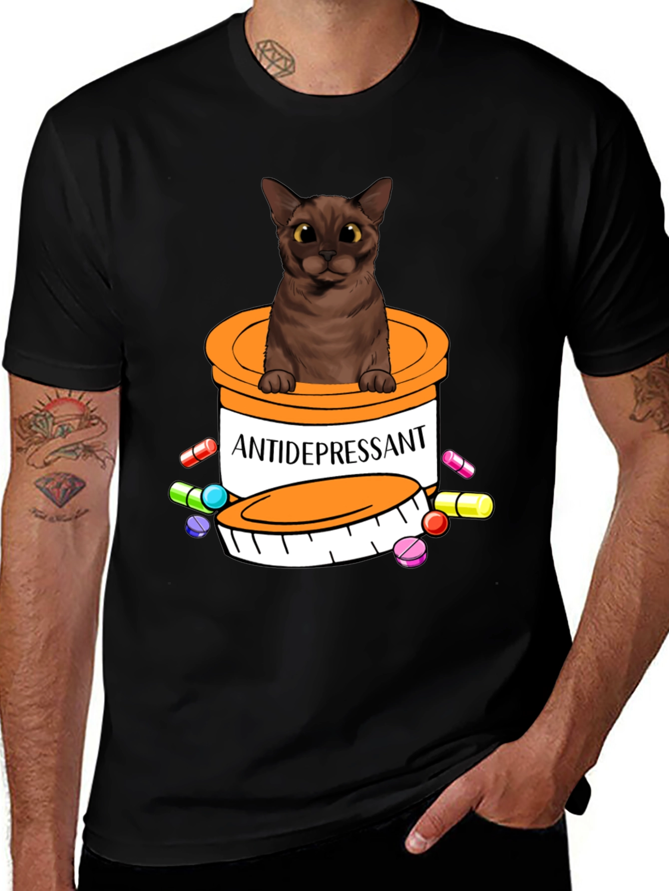 Antidepressant Cat T-Shirt - Cute & Funny