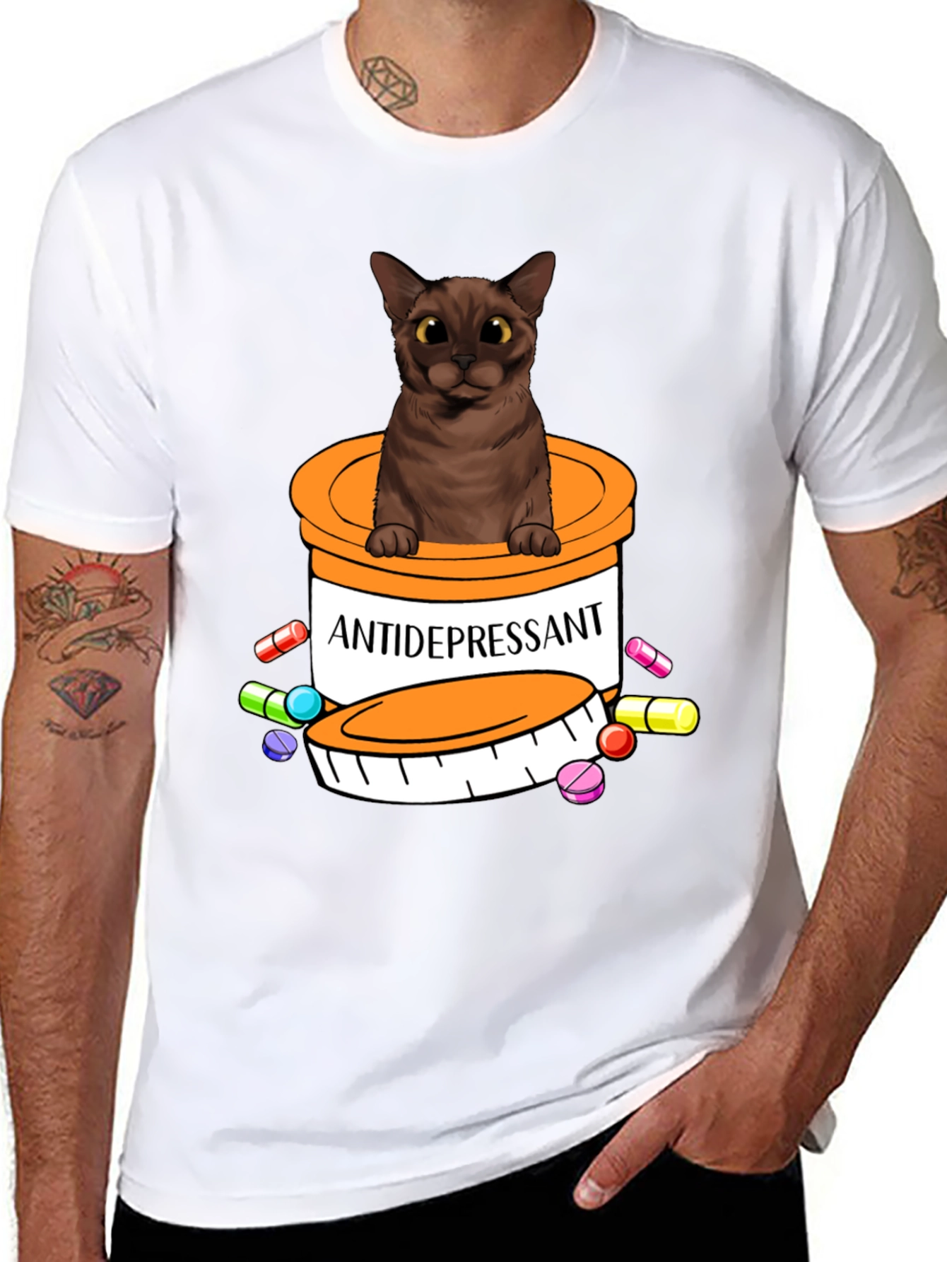 Antidepressant Cat T-Shirt - Cute & Funny