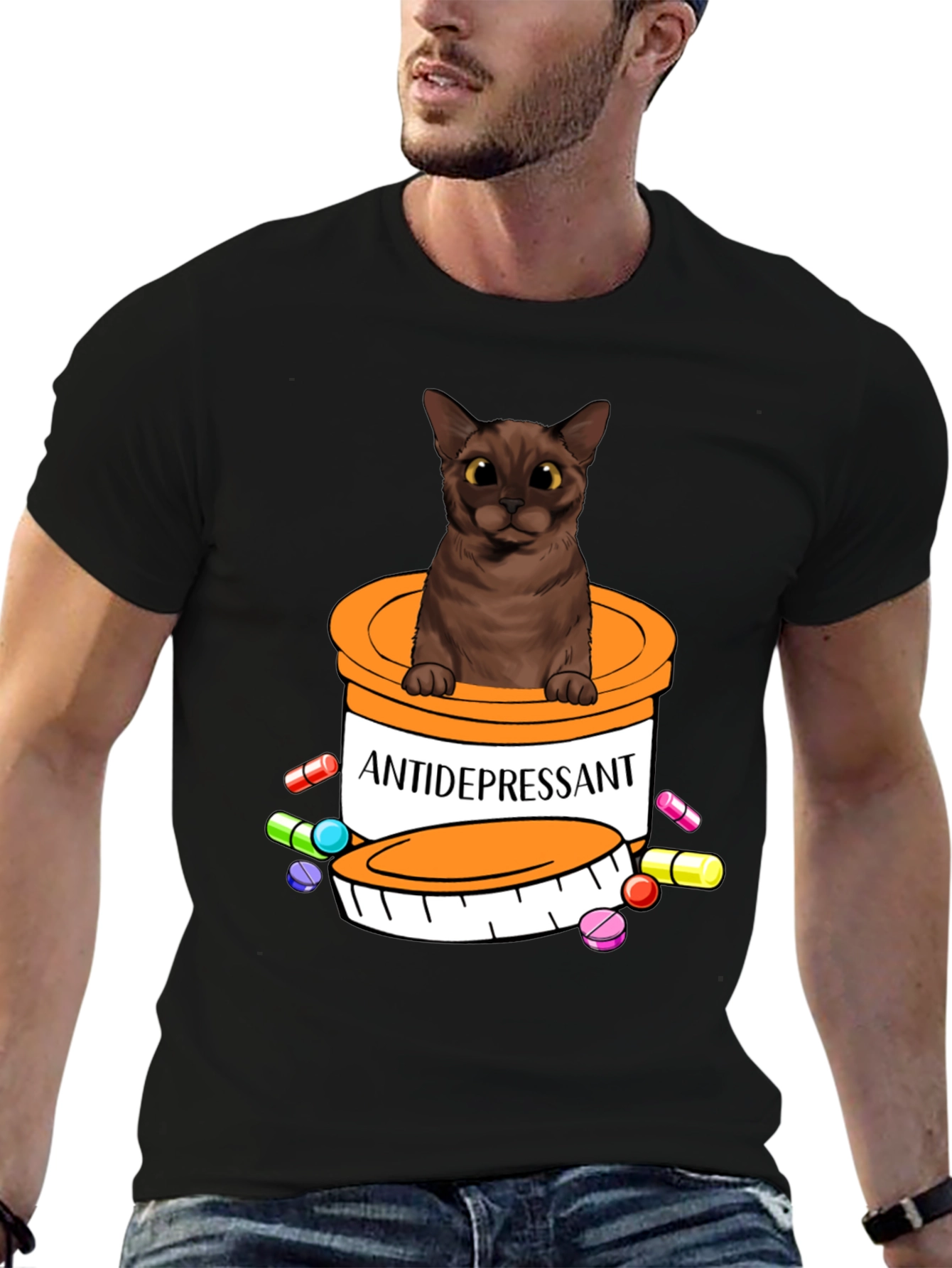 Antidepressant Cat T-Shirt - Cute & Funny
