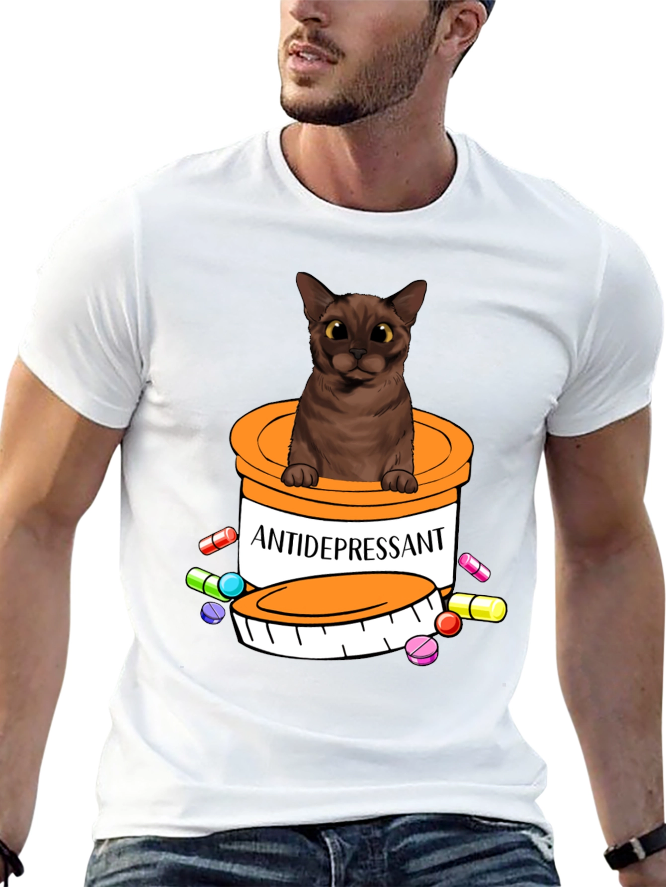 Antidepressant Cat T-Shirt - Cute & Funny