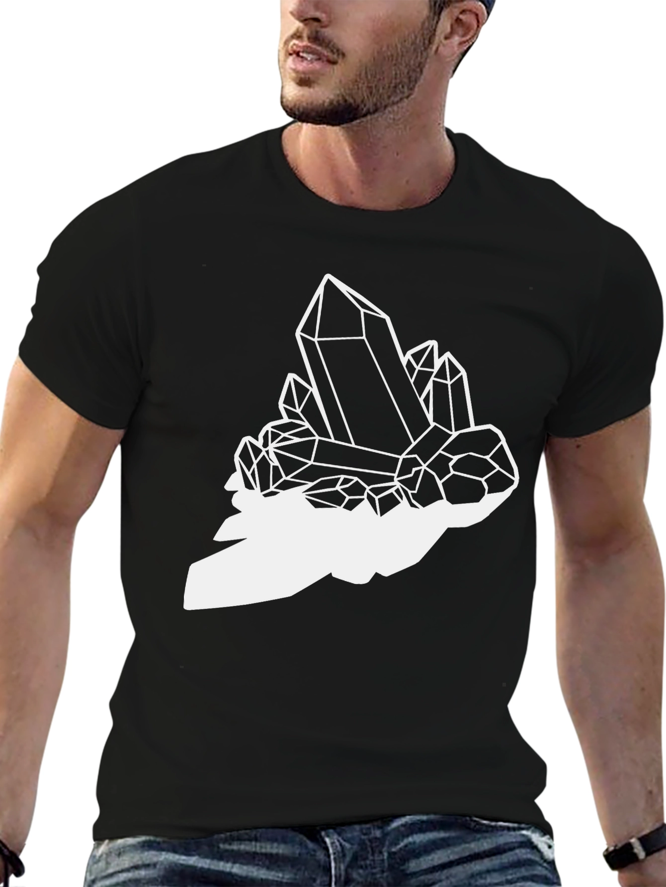 Crystal Cluster Graphic Tee - Black Cotton Blend