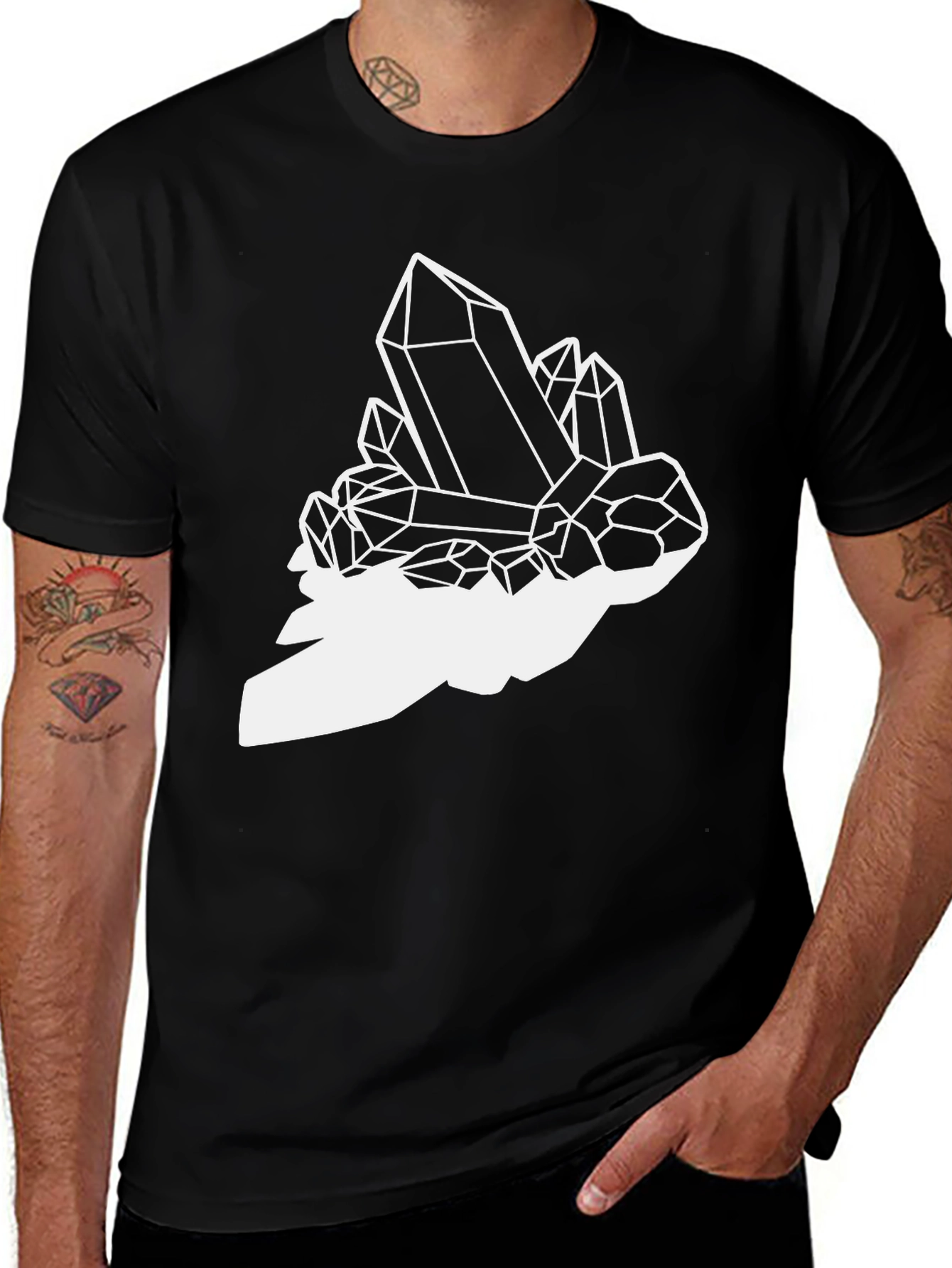 Crystal Cluster Graphic Tee - Black Cotton Blend