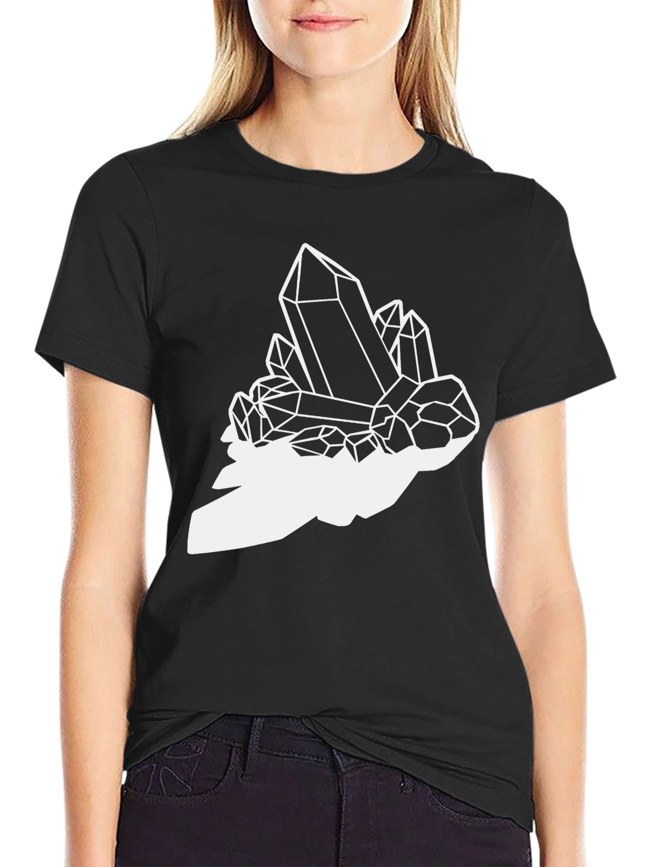 Crystal Cluster Graphic Tee - Black Cotton Blend