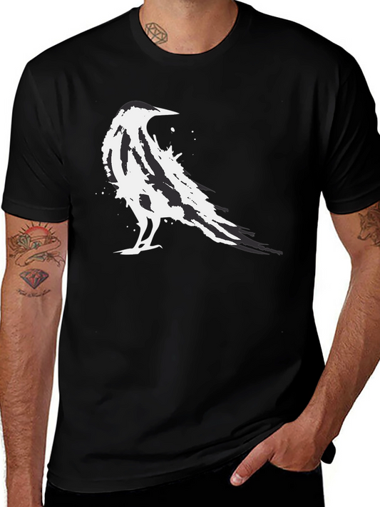 Abstract Raven Graphic Black T-Shirt