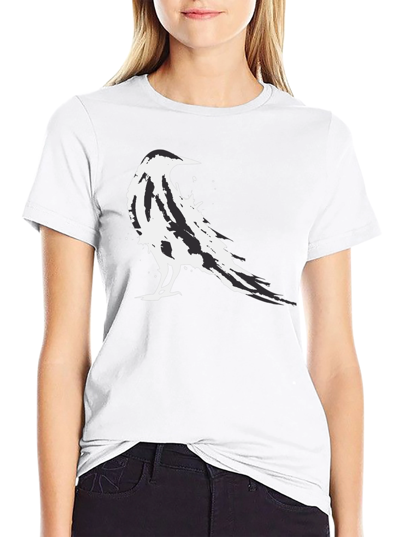 Abstract Raven Graphic Black T-Shirt
