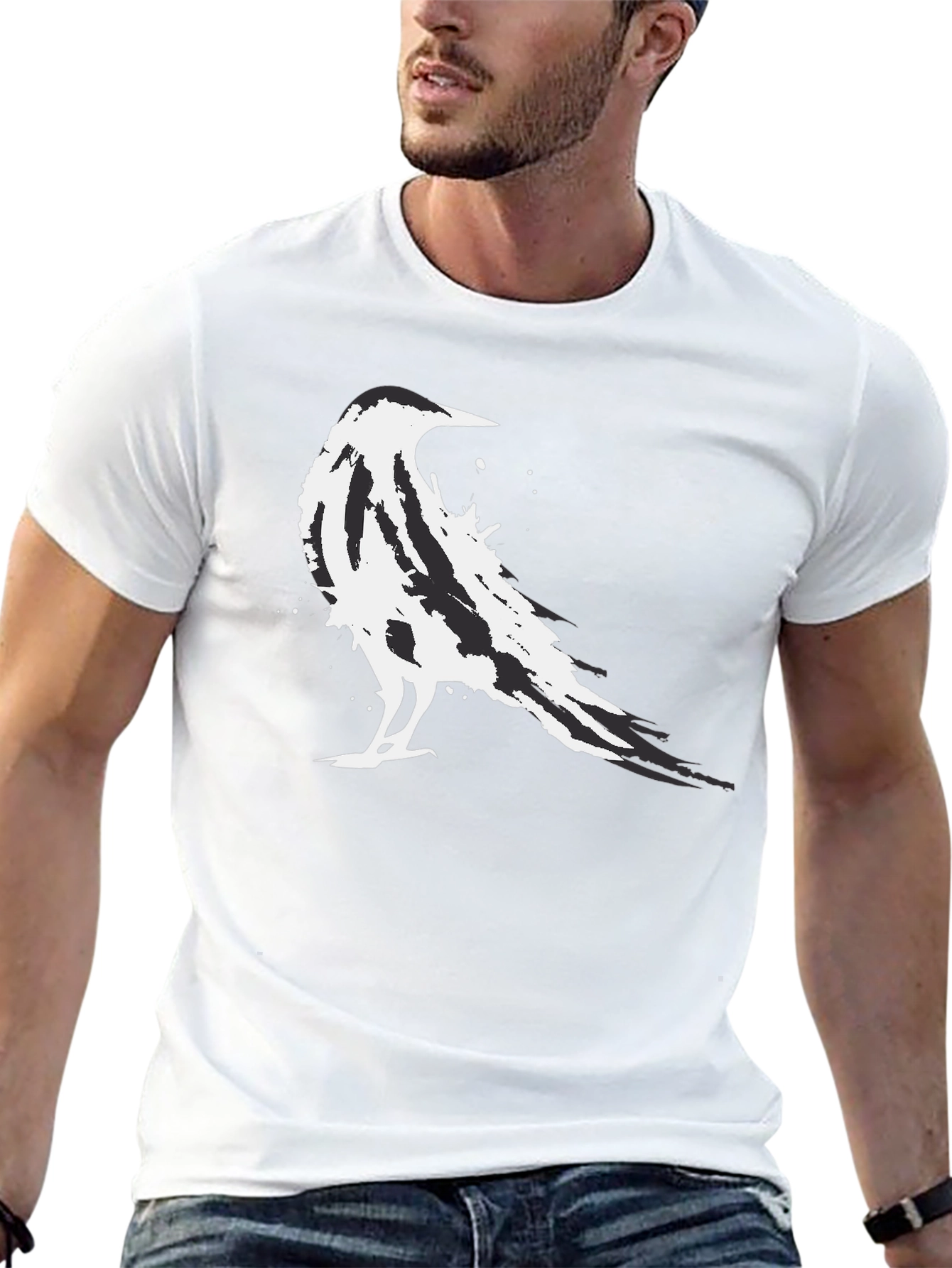Abstract Raven Graphic Black T-Shirt