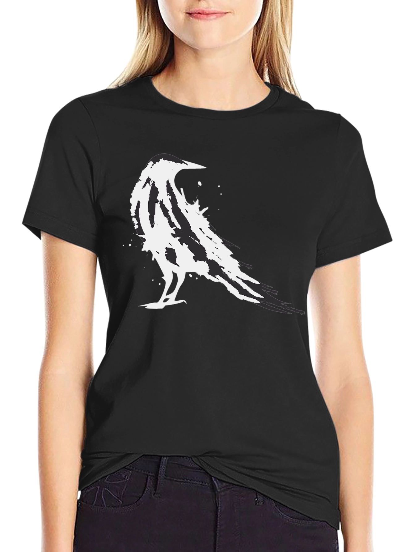 Abstract Raven Graphic Black T-Shirt