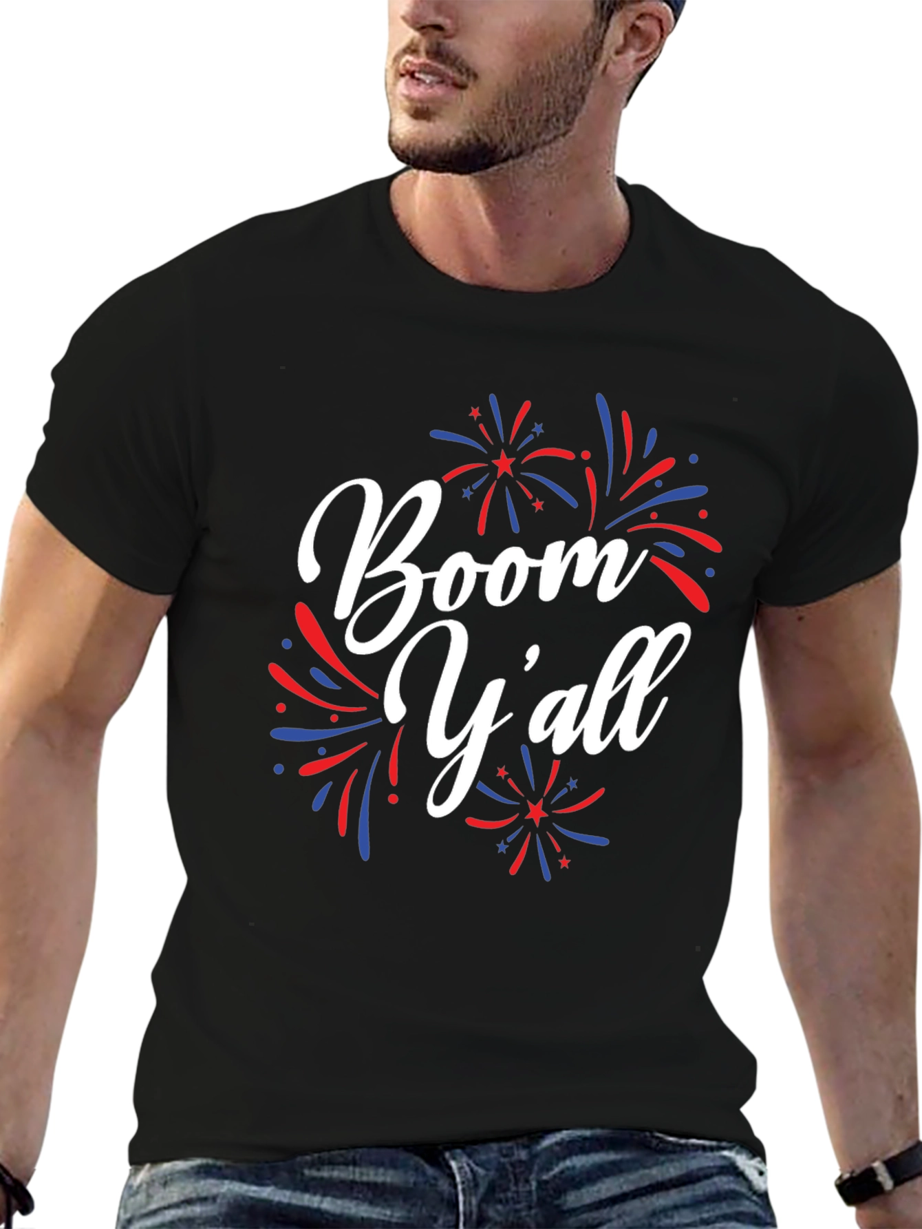 Boom Yall T-Shirt - Patriotic Fireworks Design