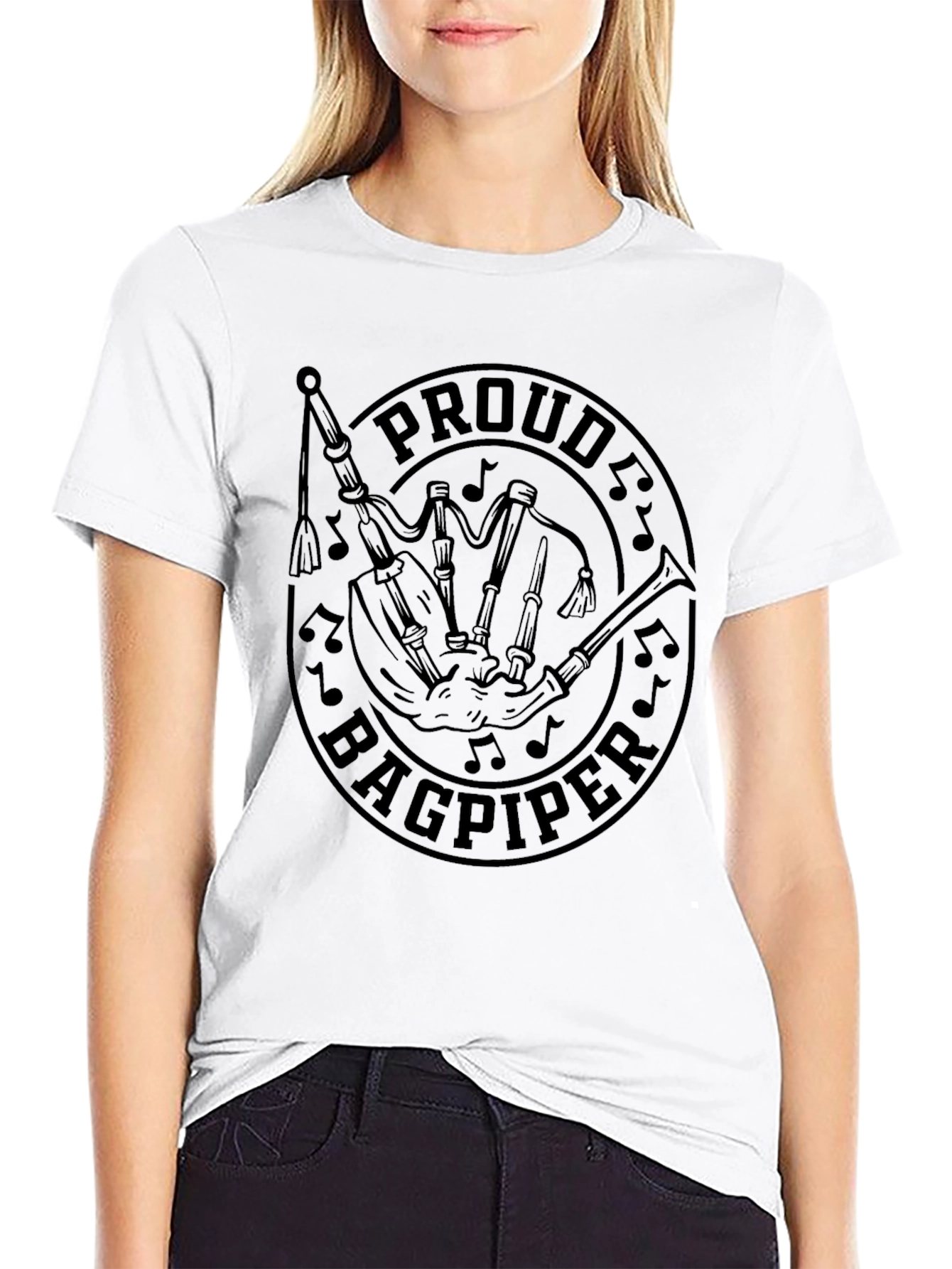 Proud Bagpiper Black T-Shirt - Music Lovers Tee
