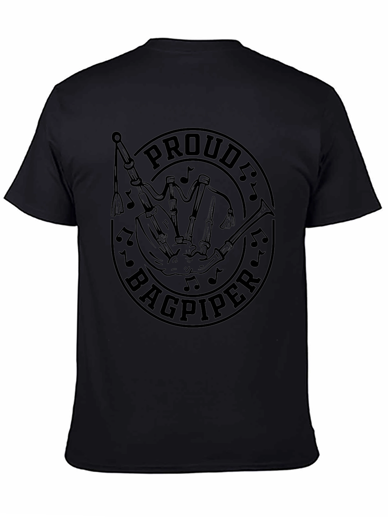 Proud Bagpiper Black T-Shirt - Music Lovers Tee