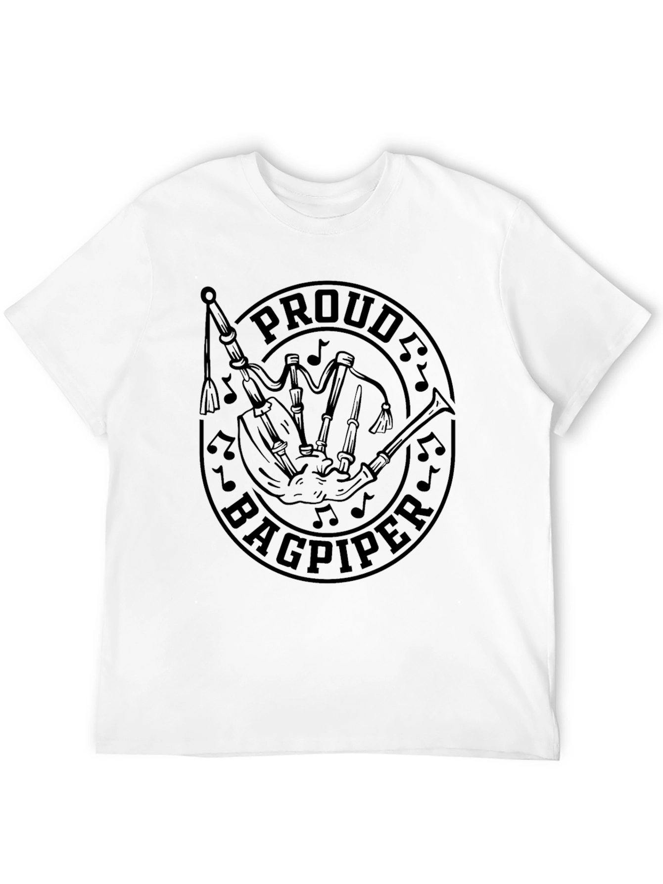 Proud Bagpiper Black T-Shirt - Music Lovers Tee