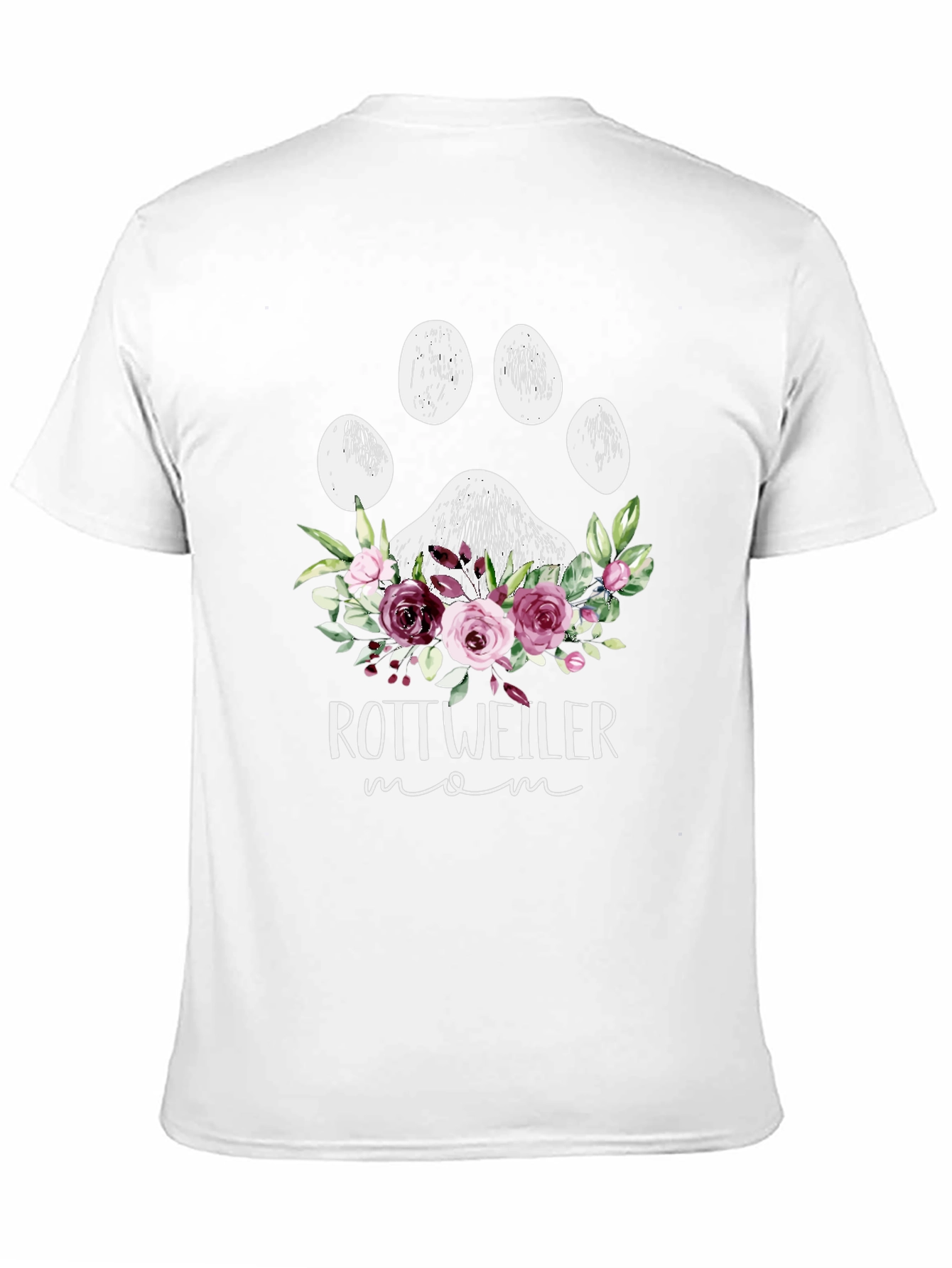Rottweiler Mom Floral Paw Print T-Shirt