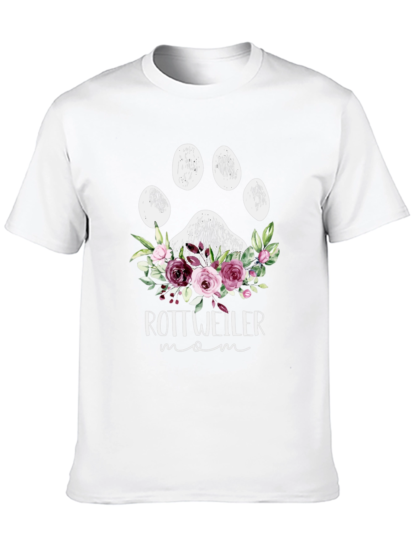 Rottweiler Mom Floral Paw Print T-Shirt