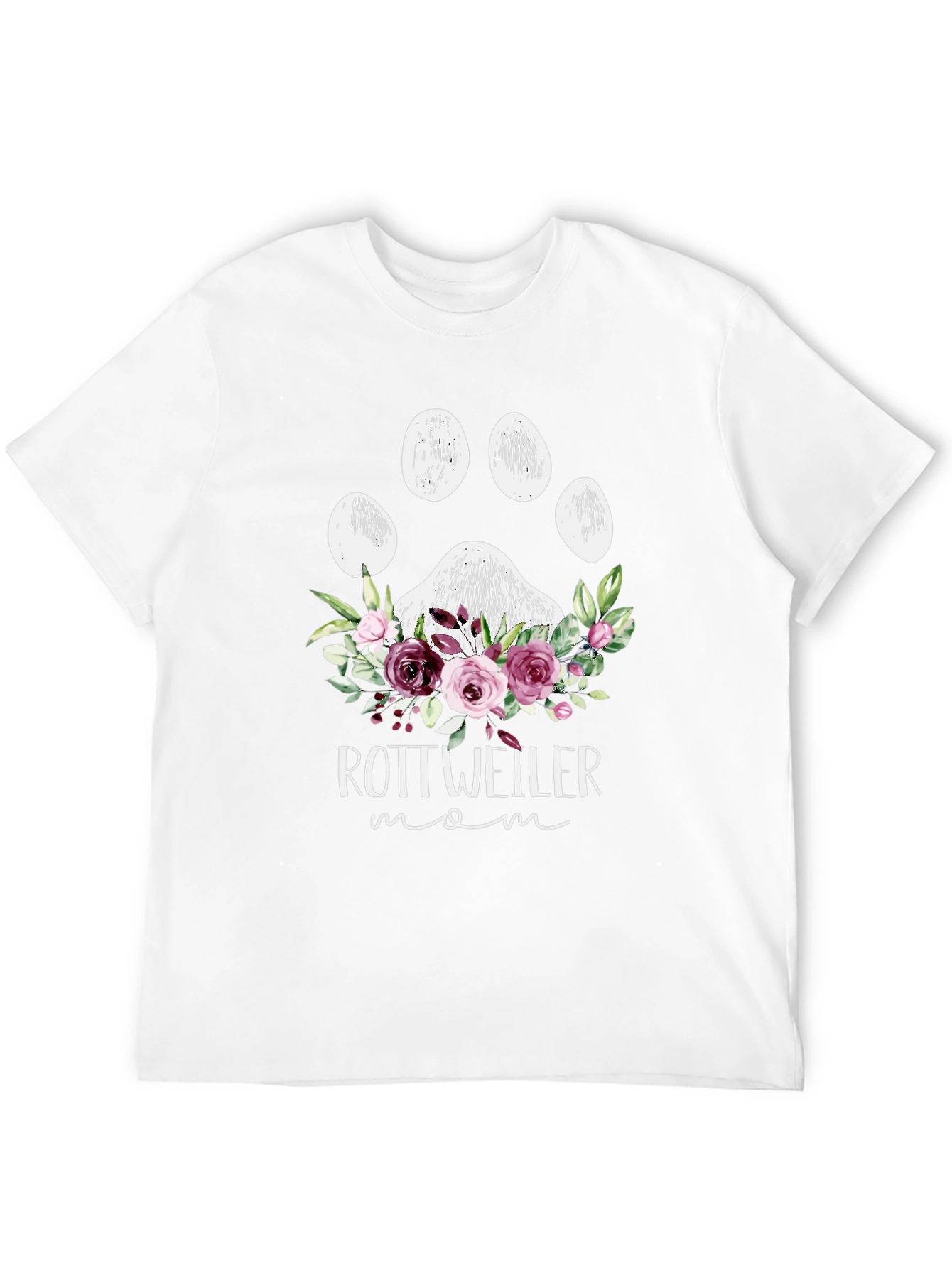 Rottweiler Mom Floral Paw Print T-Shirt