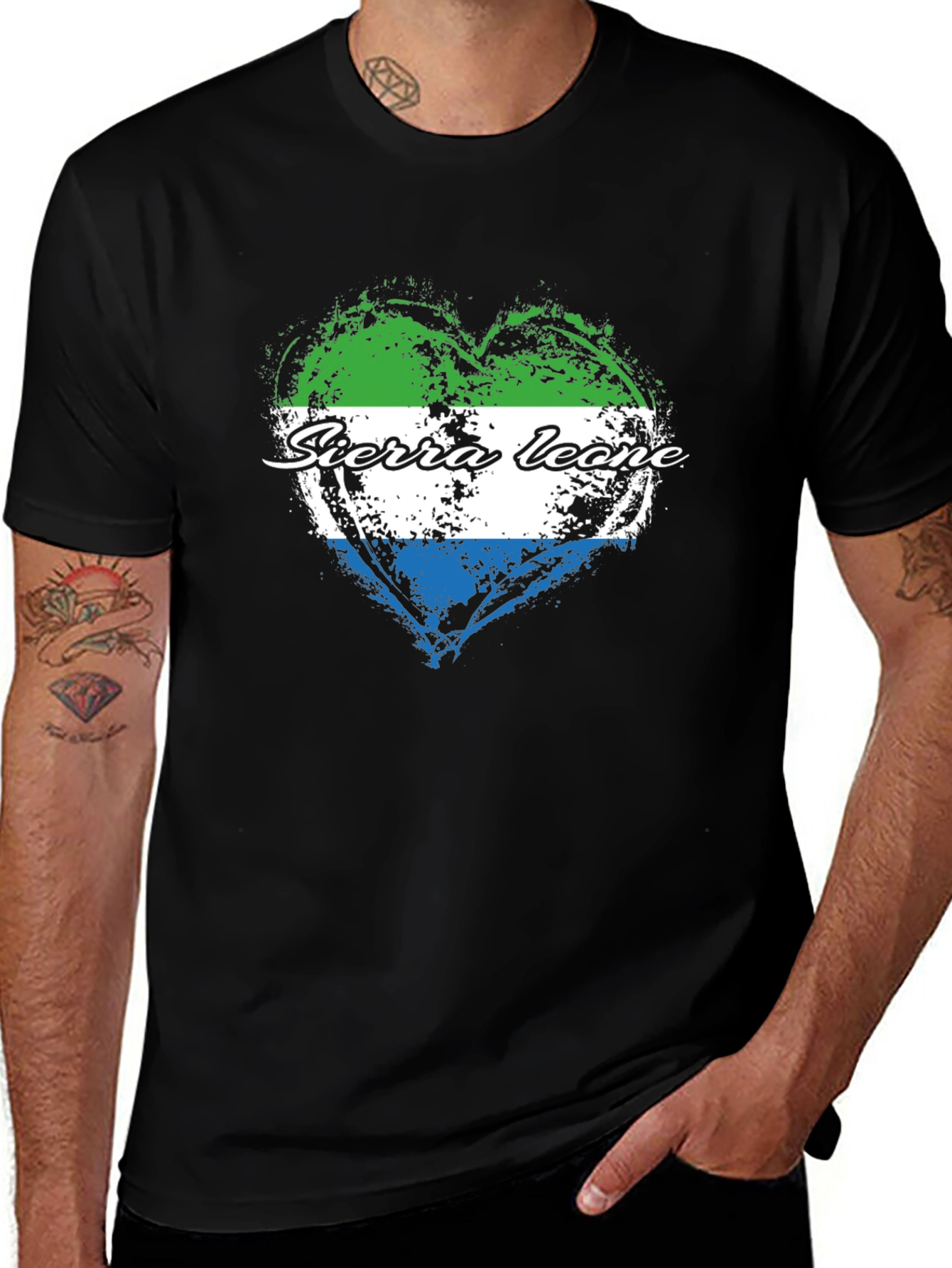 Sierra Leone Flag Heart T-Shirt