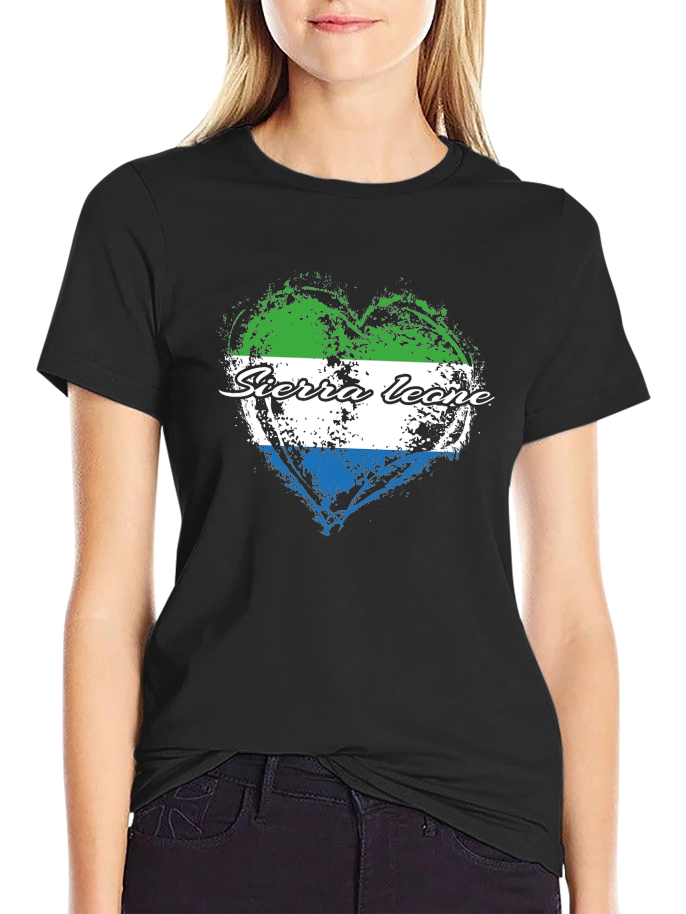 Sierra Leone Flag Heart T-Shirt